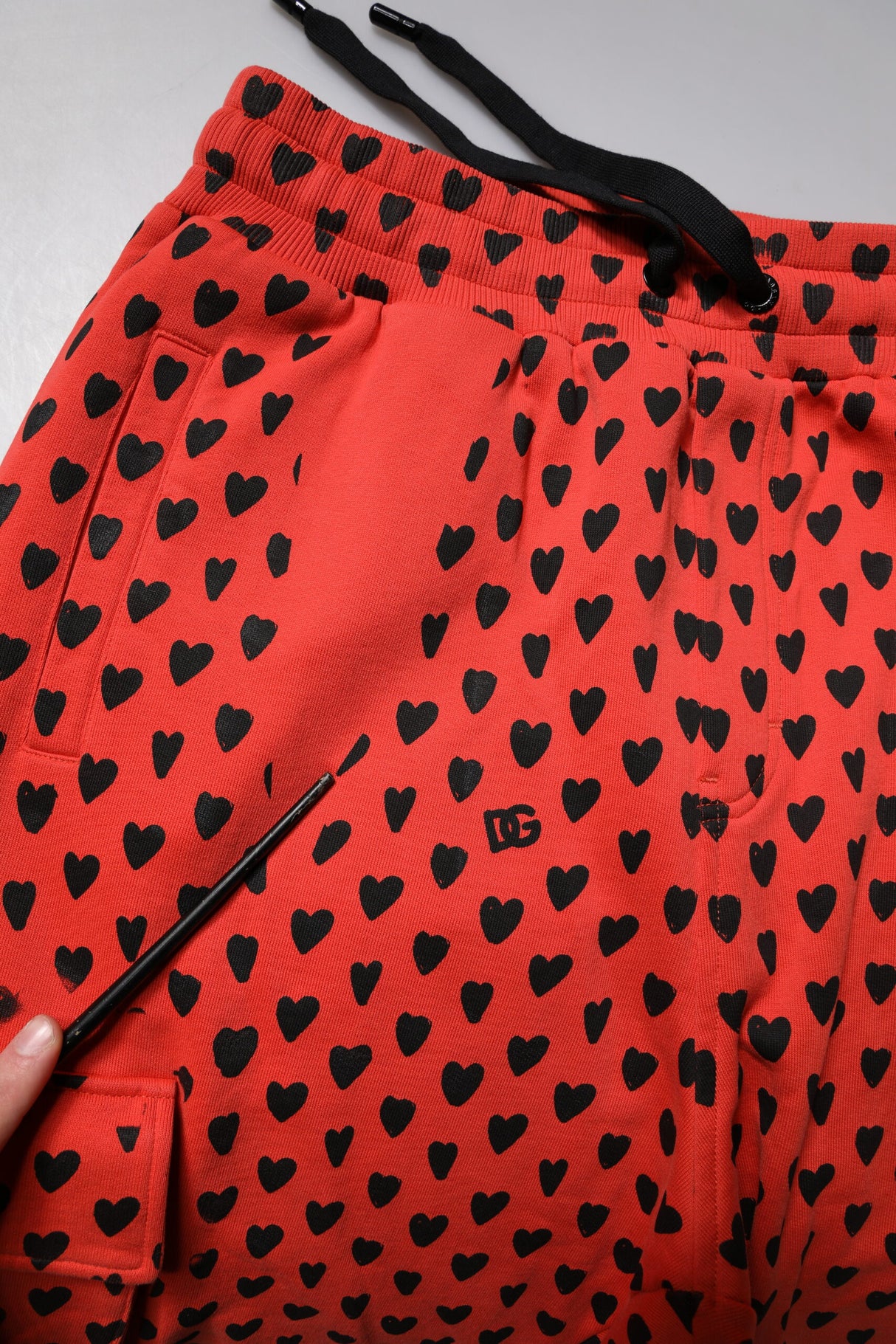 Dolce & Gabbana Red Hearts Cargo Jogger Men Sweatpants Pants