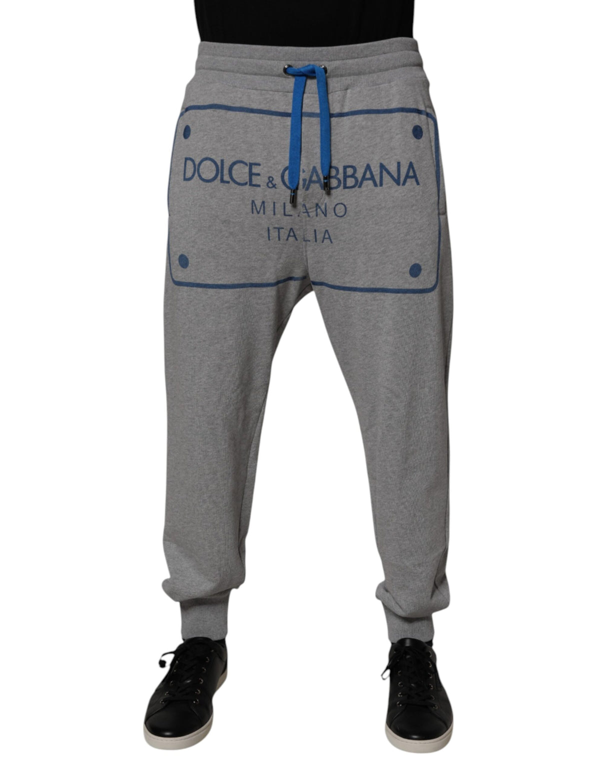 Dolce & Gabbana Gray Logo Cotton Men Jogger Sweatpants Pants