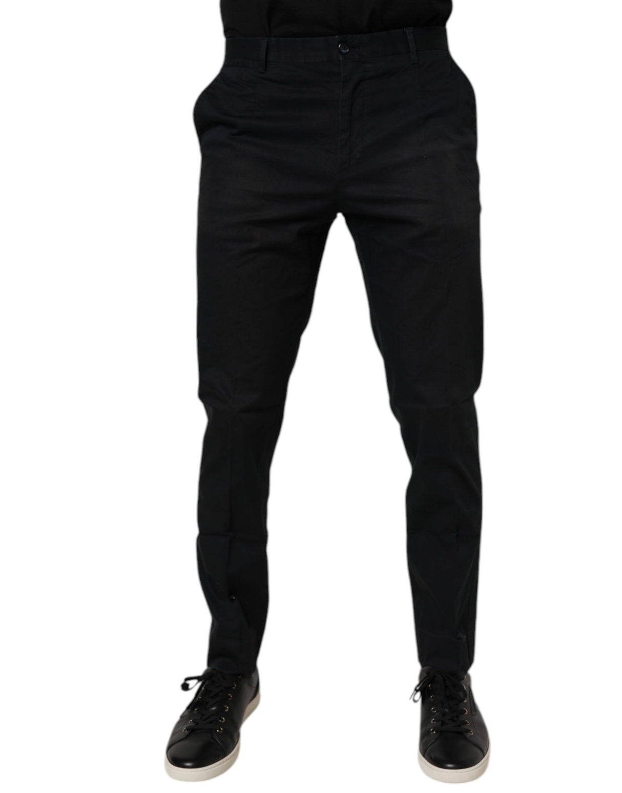 Dolce & Gabbana Black Cotton Stretch Skinny Dress Formal Pants