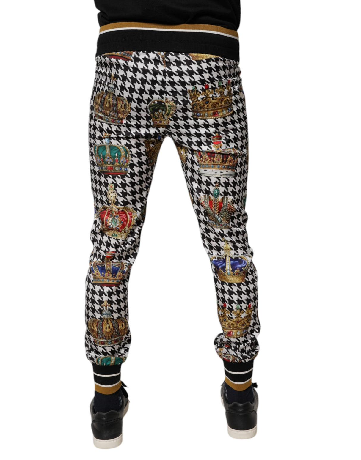Dolce & Gabbana Multicolor Houndstooth Crown Men Sweatpants Pants