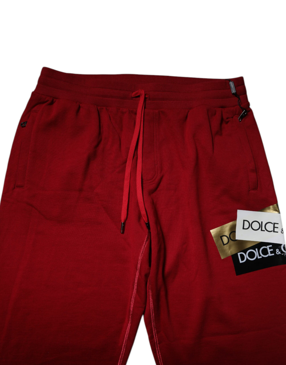 Dolce & Gabbana Red Logo Tape Cotton Jogger Sweatpants Pants