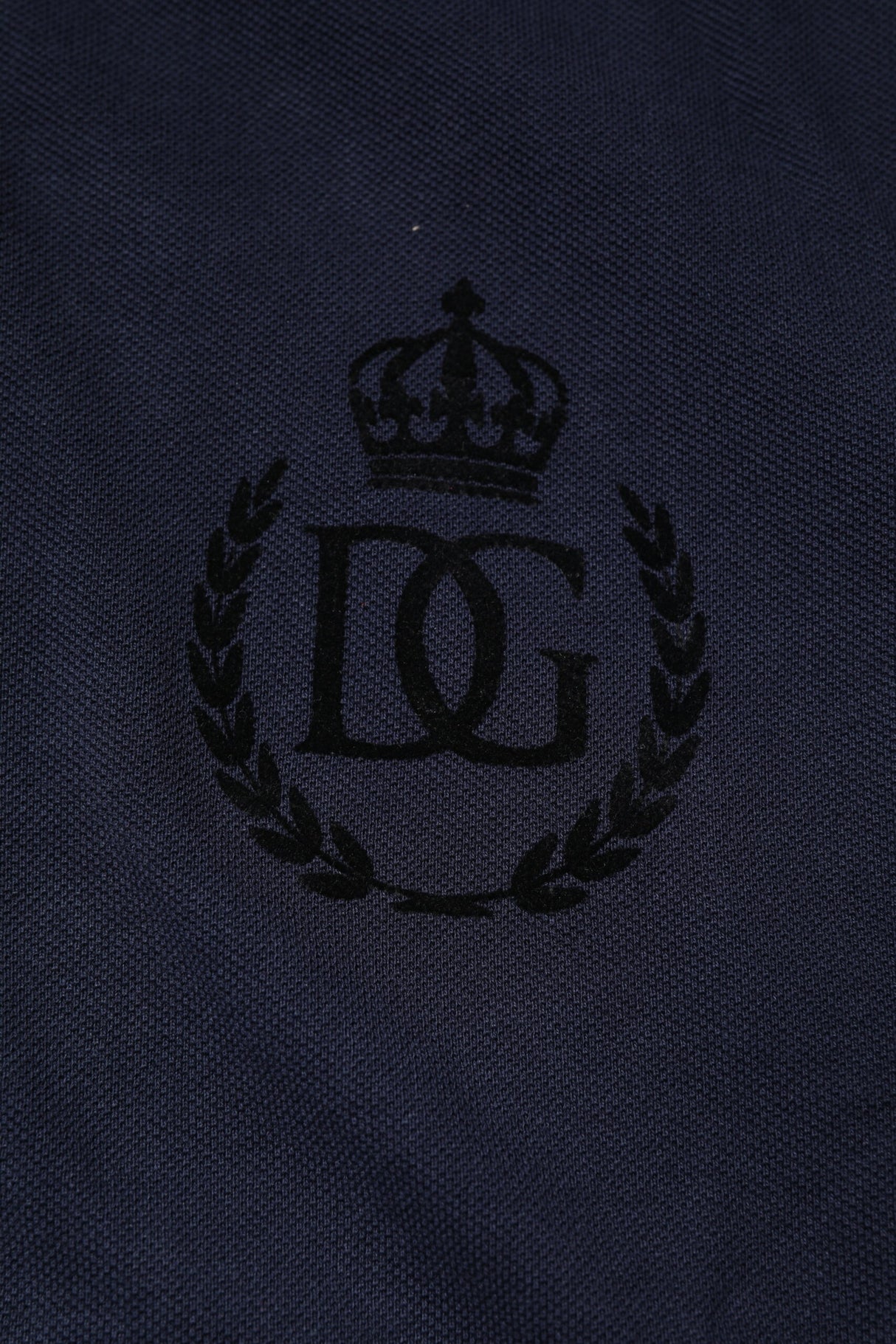 Dolce & Gabbana Dark Blue Cotton Crown Collared Polo T-shirt