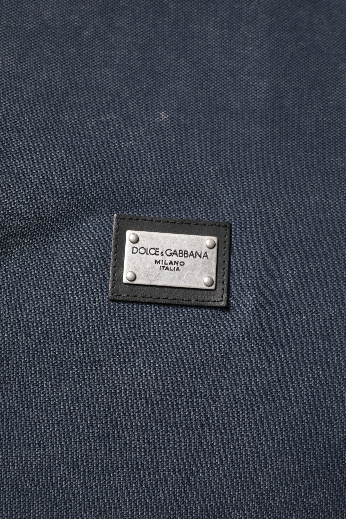 Dolce & Gabbana Dark Blue Logo Plaque Cotton Men Polo Shirt T-shirt