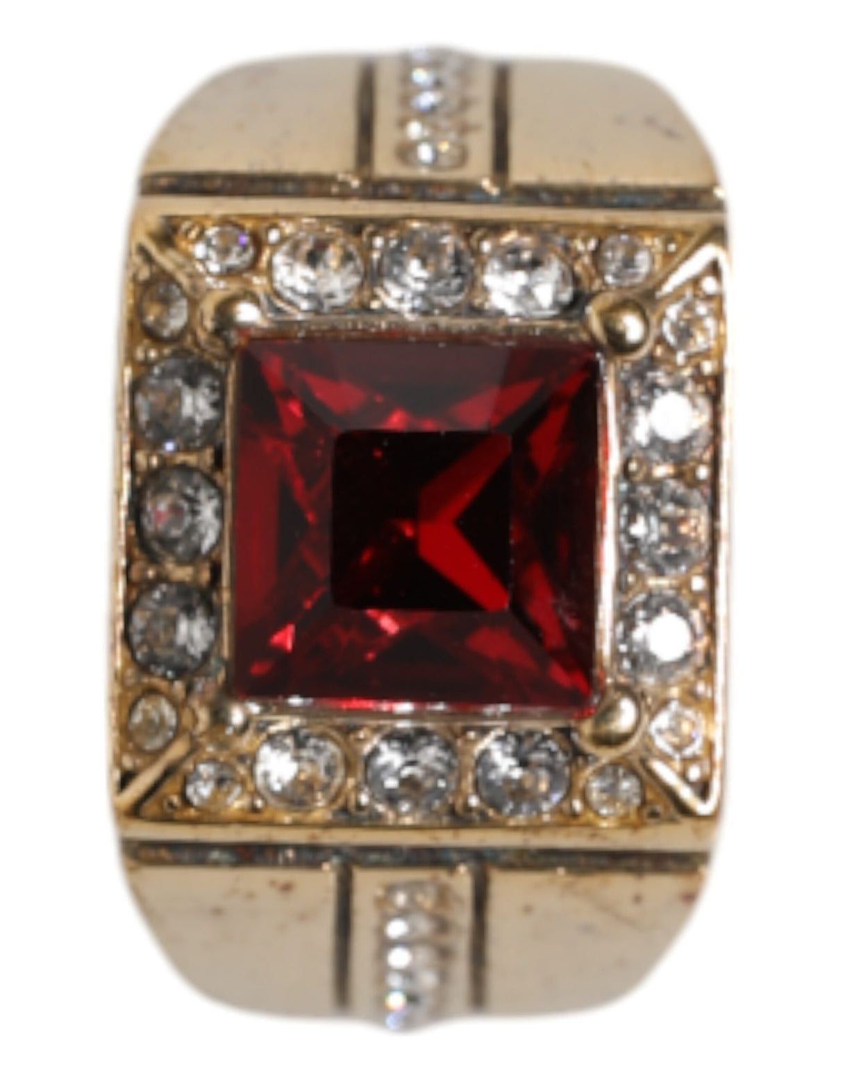 Dolce & Gabbana Gold Tone Sterling Silver 925 Crystals Ring