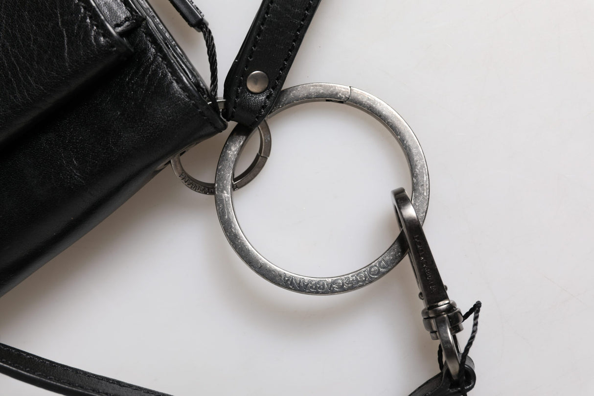 Dolce & Gabbana Black Leather Logo Purse Shoulder Crossbody Bag