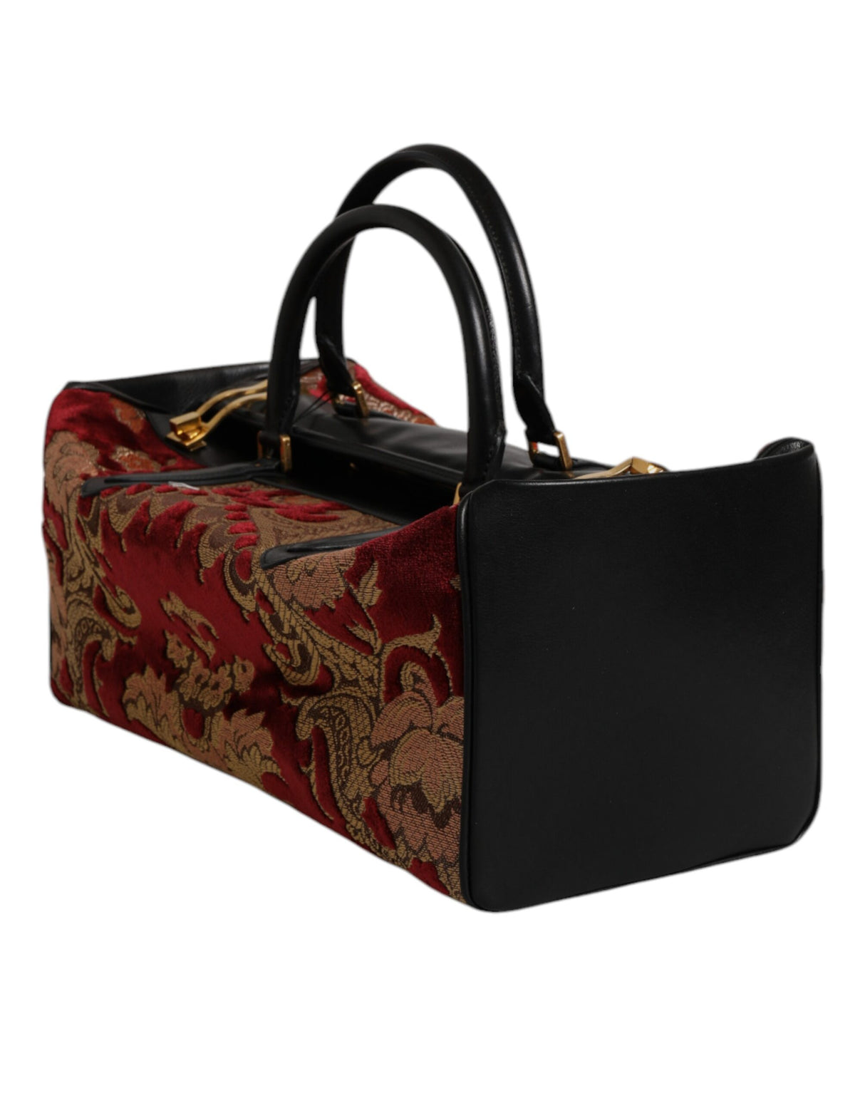 Dolce & Gabbana Multicolor Leather Brocade Velvet Travel Duffle Tote Bag