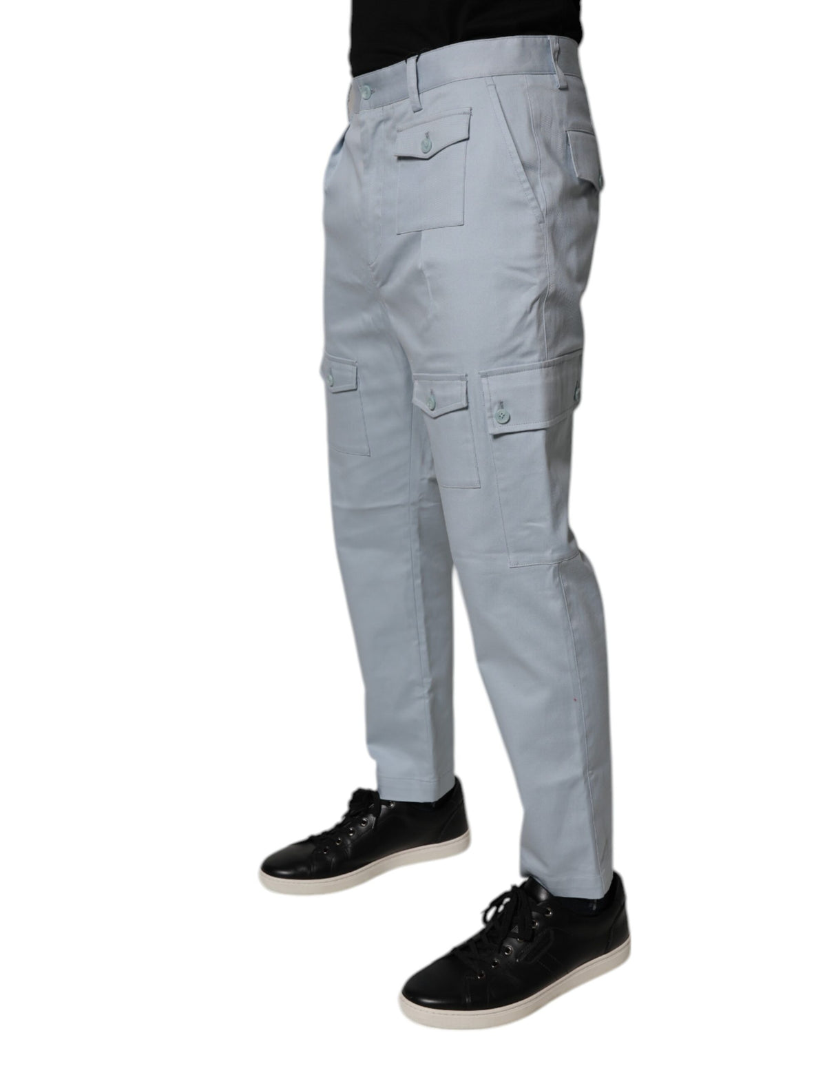 Dolce & Gabbana Light Blue Cotton Cargo Tapered Pants