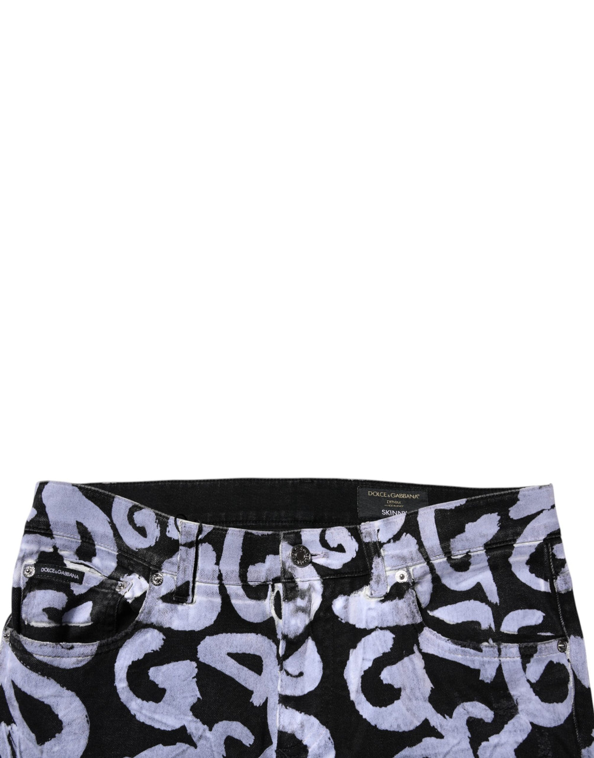 Dolce & Gabbana Black Logo Monogram Cotton Skinny Denim Jeans