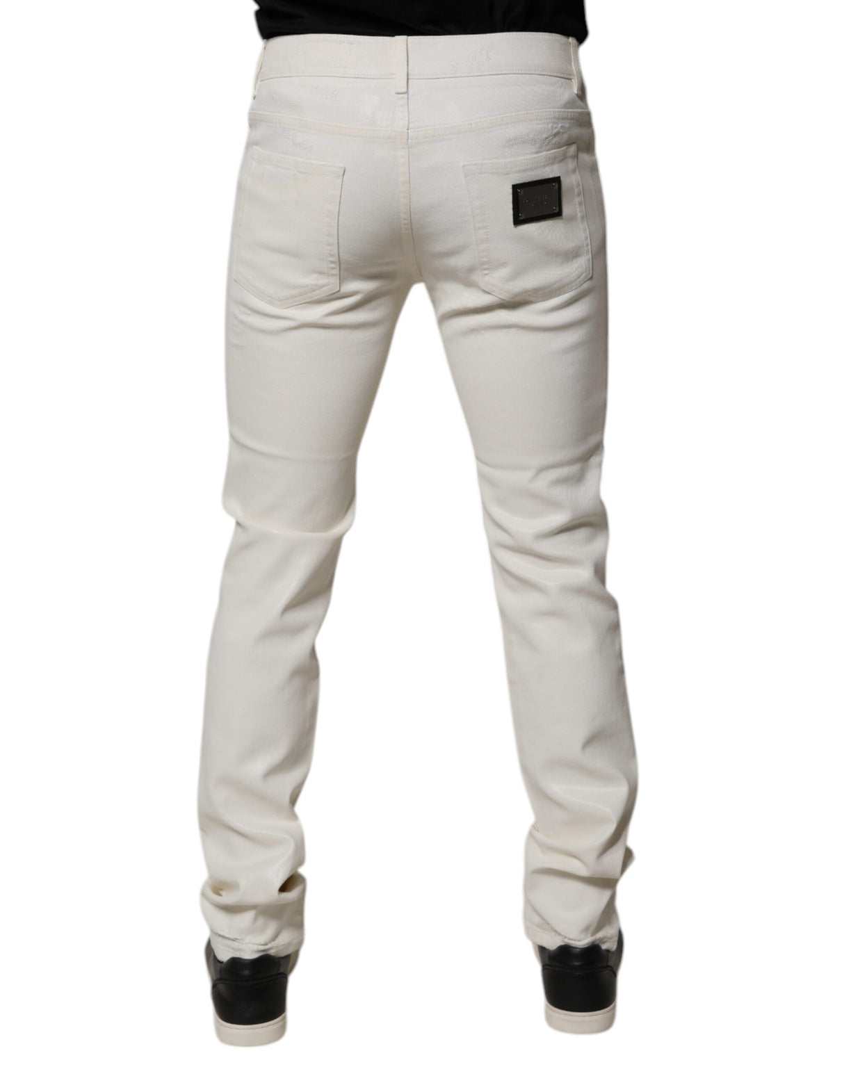 Dolce & Gabbana Off White Cotton Stretch Skinny Denim Jeans
