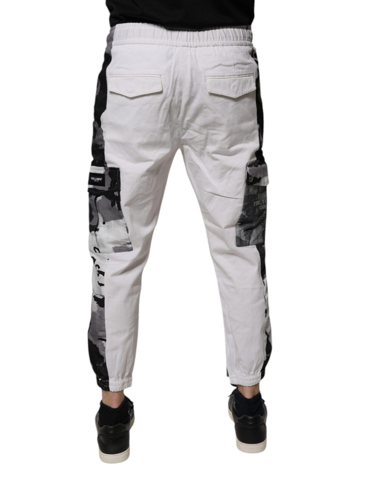 Dolce & Gabbana White Cotton Cargo Jogger Sweatpants Pants