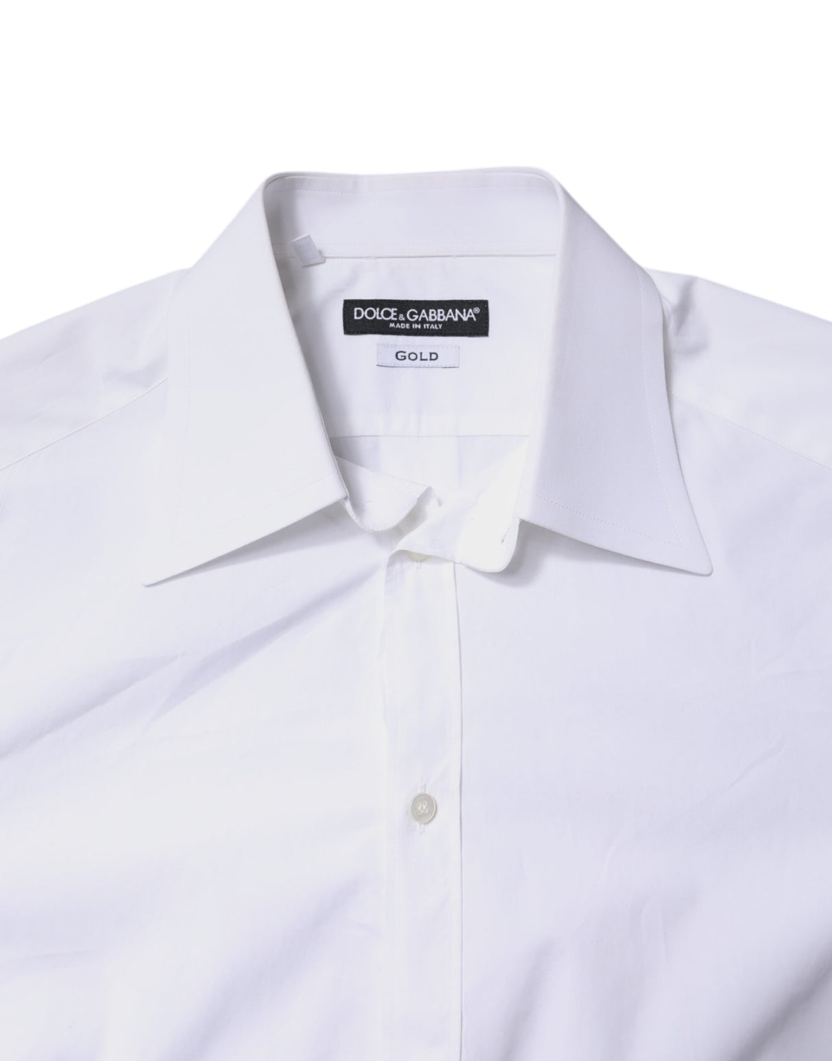 Dolce & Gabbana White Cotton GOLD Dress Formal Shirt