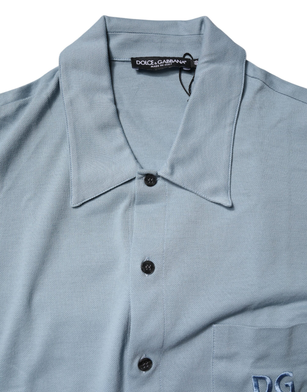 Dolce & Gabbana Blue Cotton Button Down Casual Men Polo Shirt