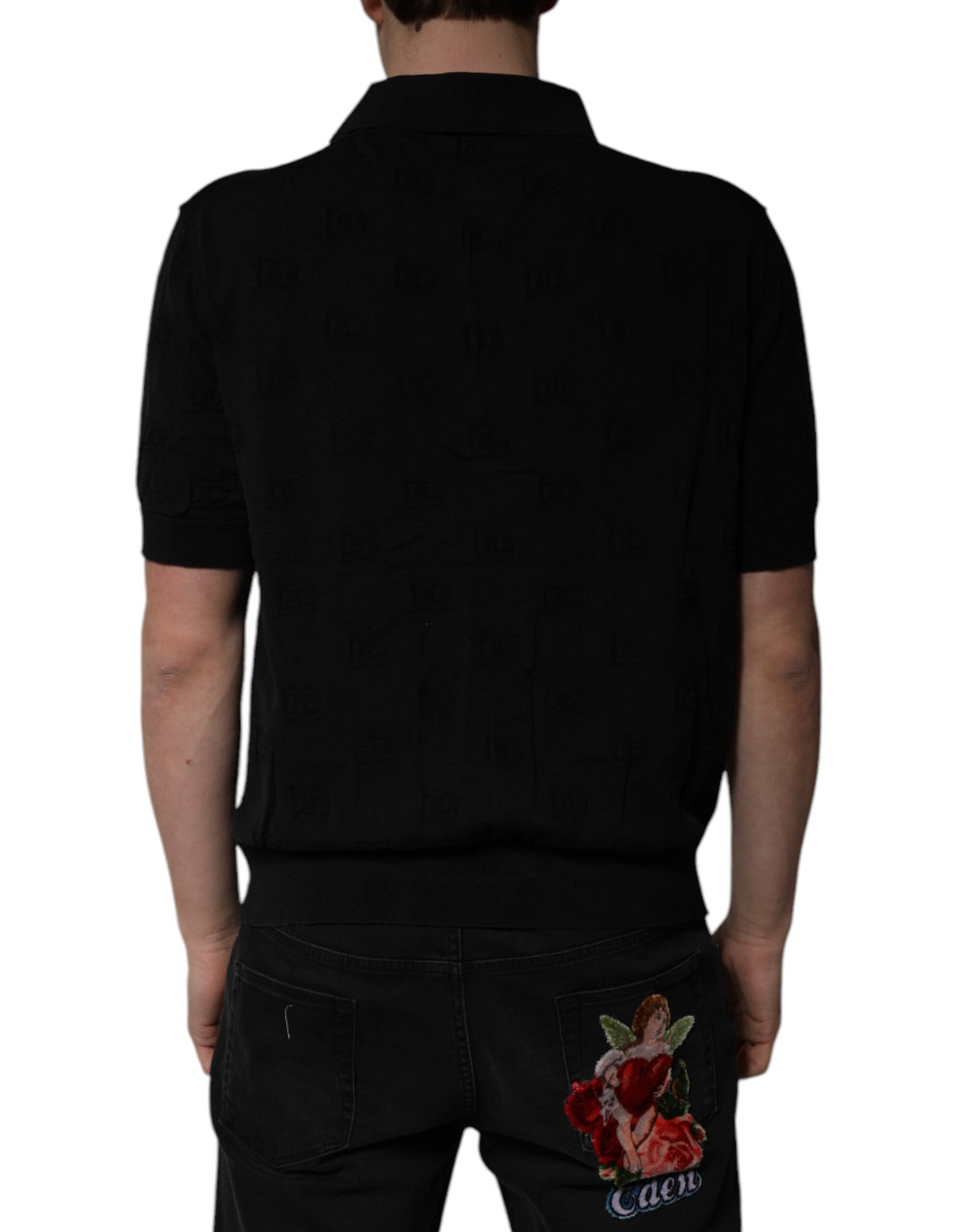Dolce & Gabbana Black Silk Collared Polo T-shirt