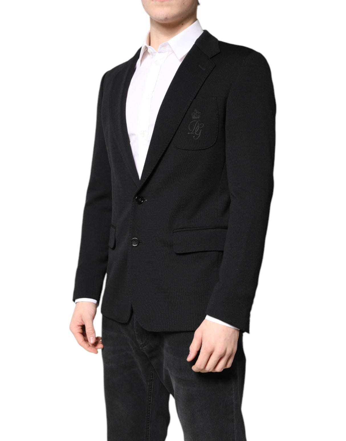 Dolce & Gabbana Black Wool Slim Fit Coat Blazer Jacket Suit