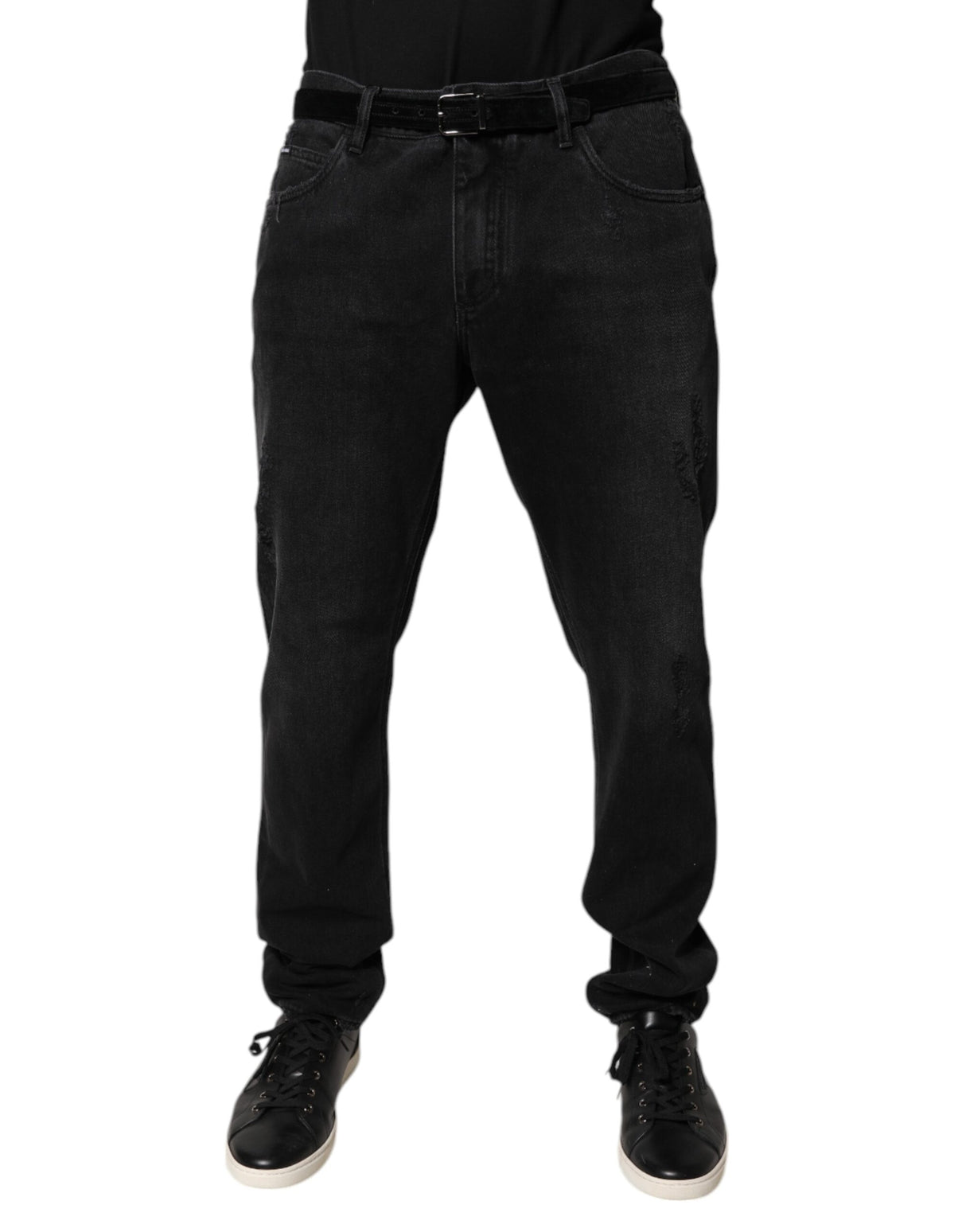Dolce & Gabbana Black Cotton Skinny Men Denim Jeans