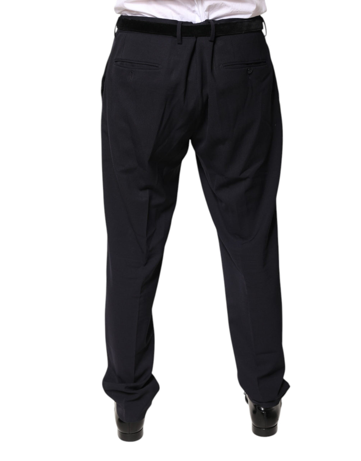 Dolce & Gabbana Black Wool Mid Waist Dress Pants