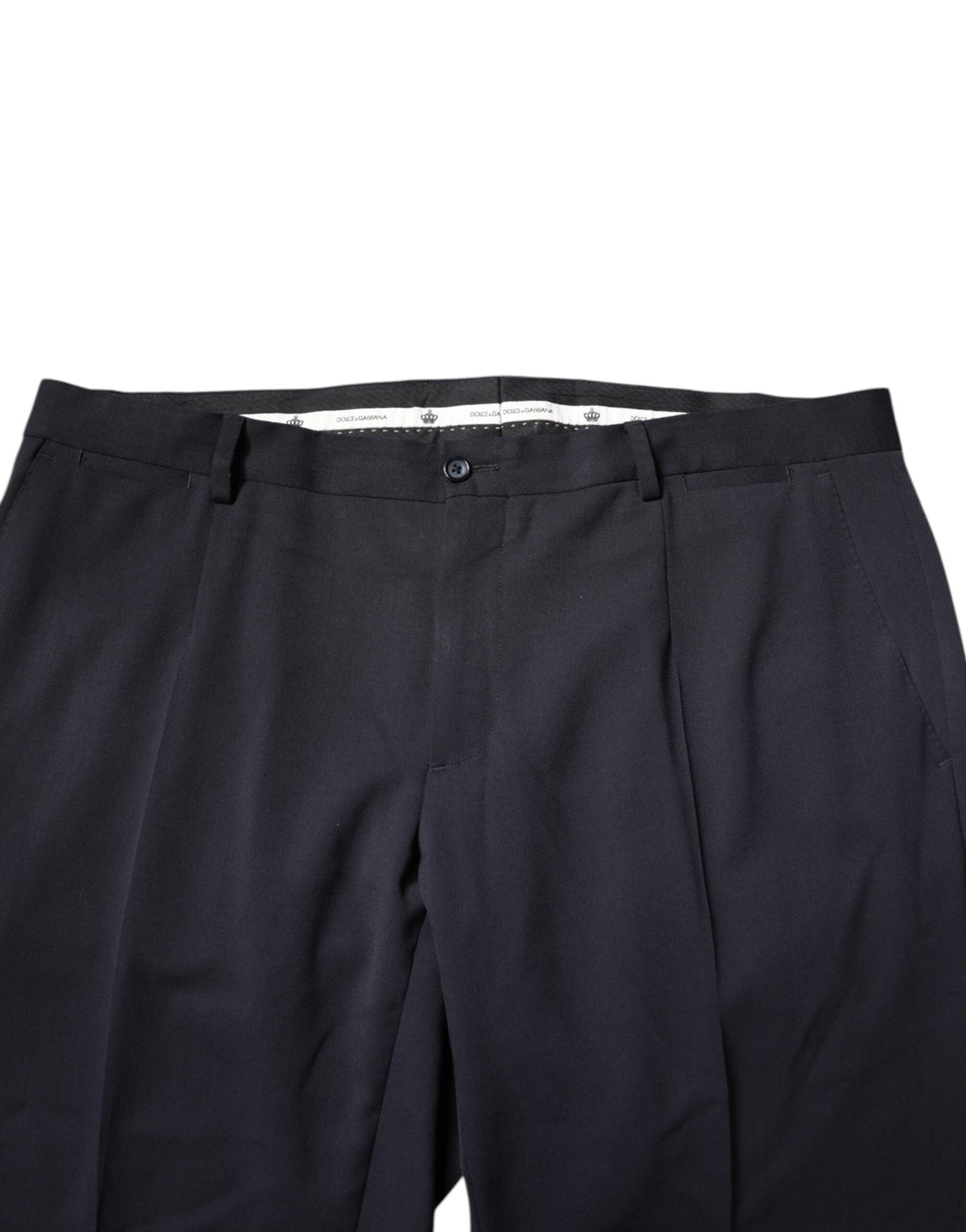 Dolce & Gabbana Black Wool Mid Waist Dress Pants