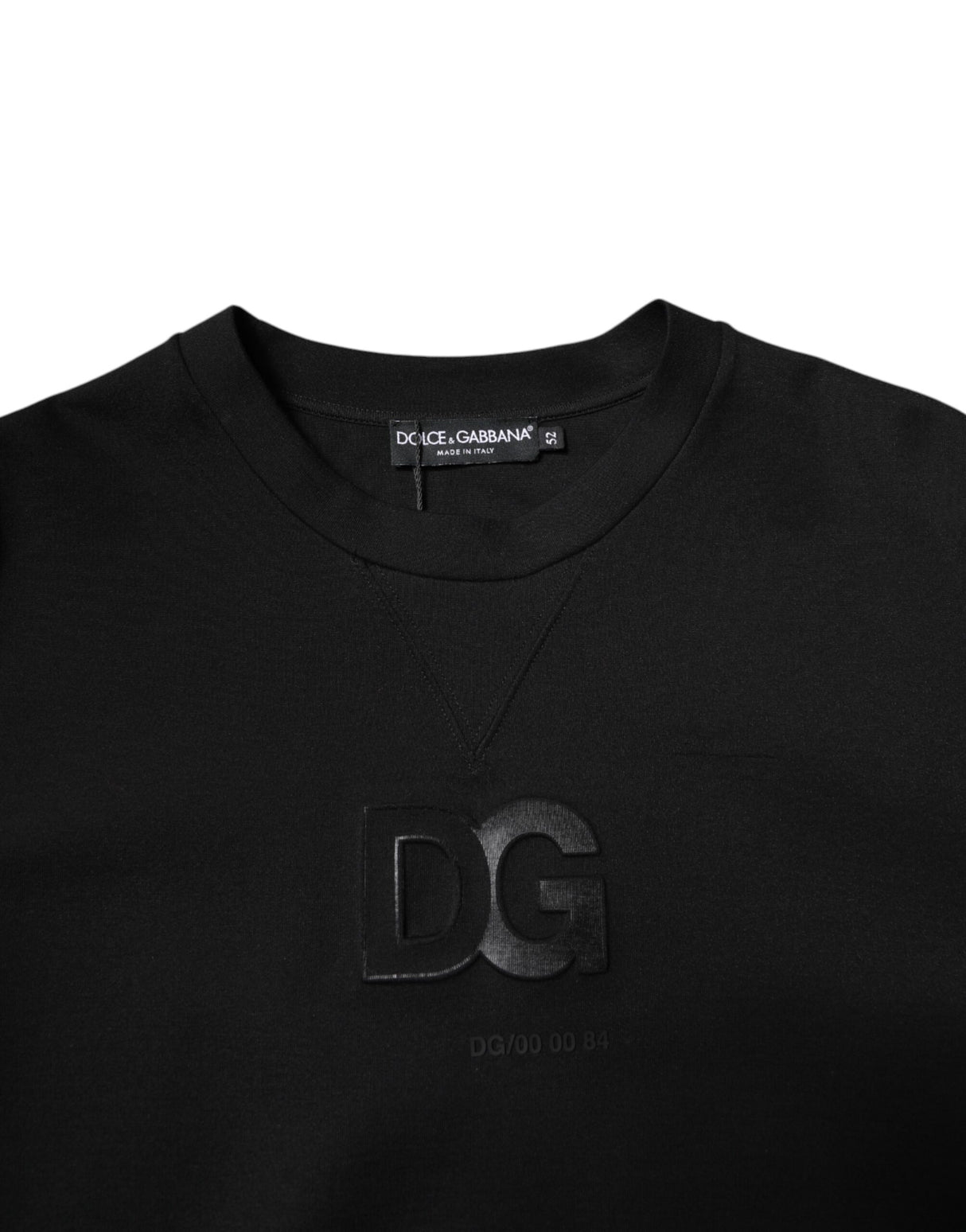 Dolce & Gabbana Black Cotton DG Crew Neck Pullover Sweater