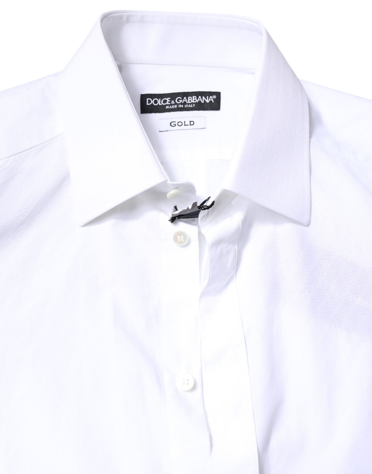 Dolce & Gabbana White Cotton GOLD Dress Formal Collared Shirt