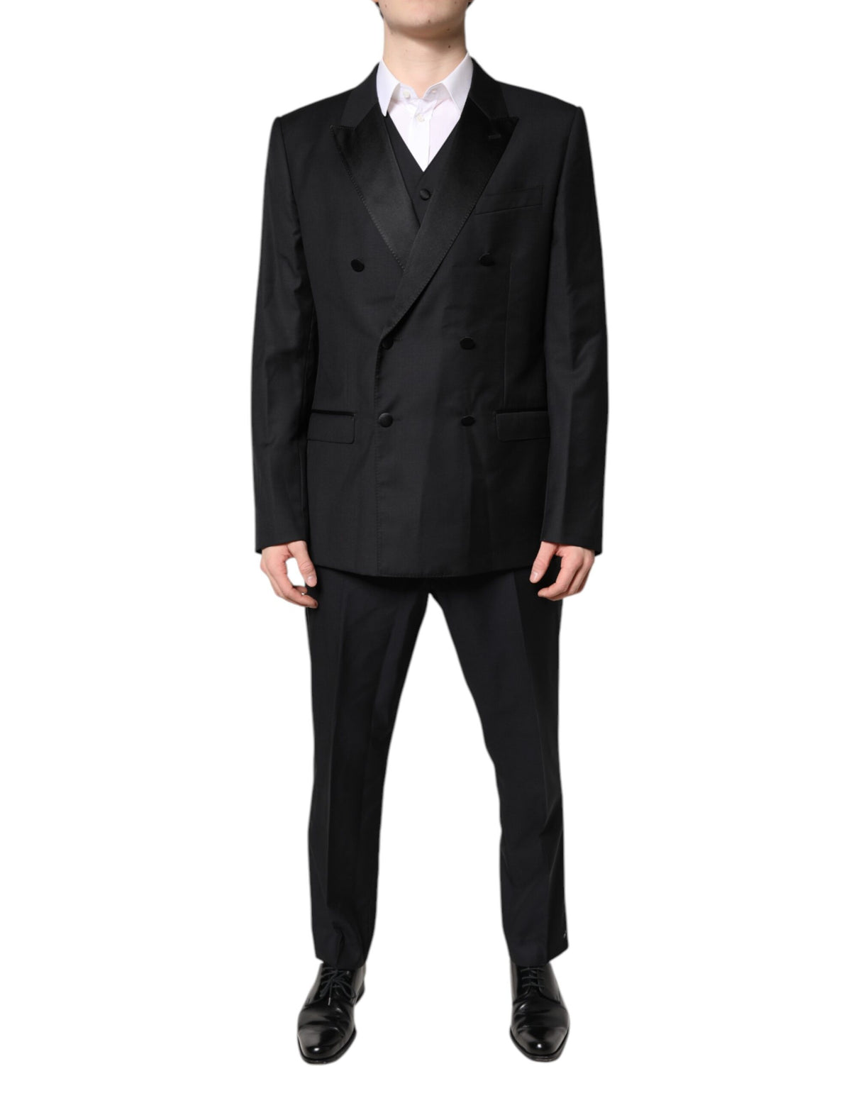Dolce & Gabbana Black Double Breasted Formal 3 Piece Suit
