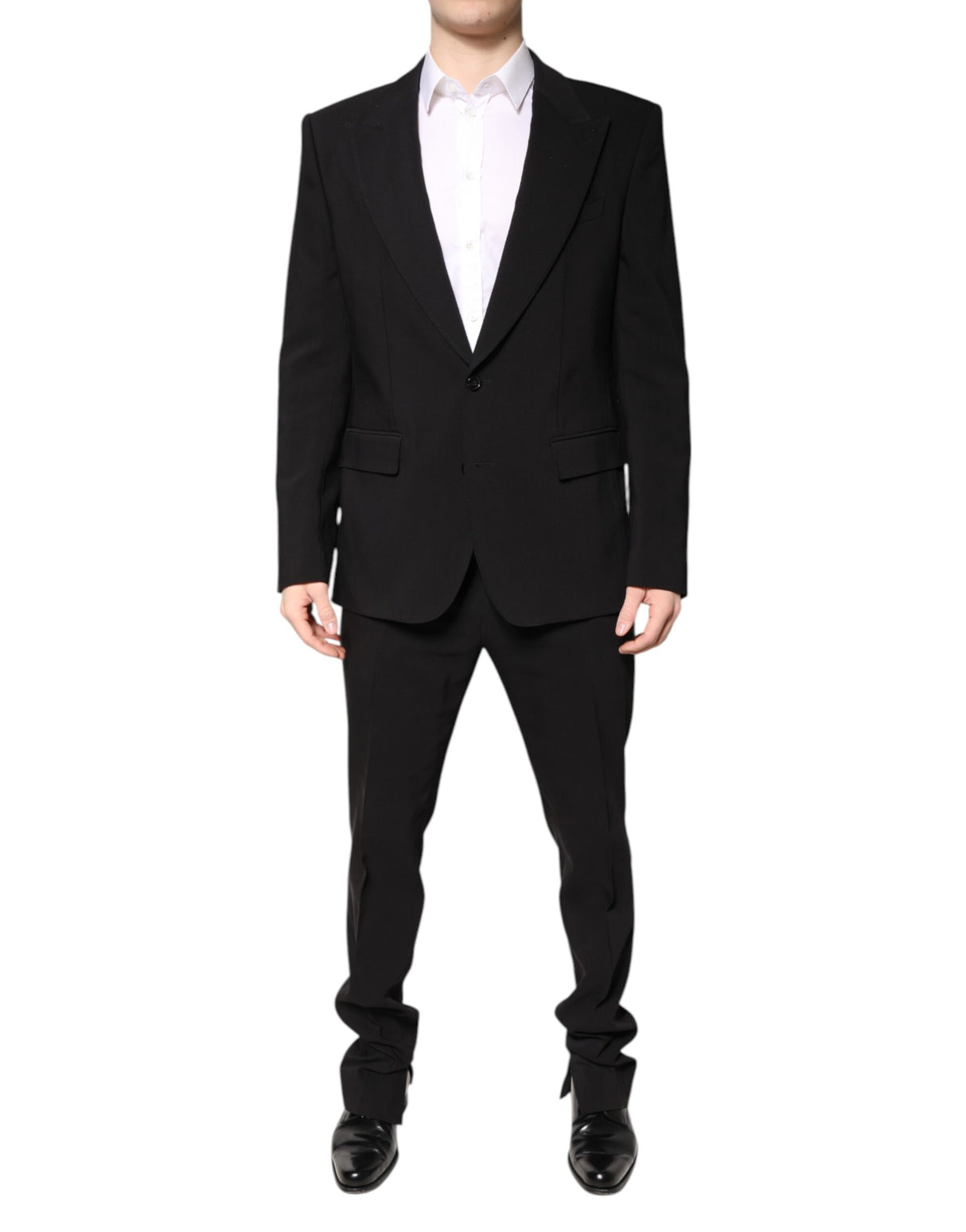 Dolce & Gabbana Black Cotton Single Breasted 2 Piece Suit
