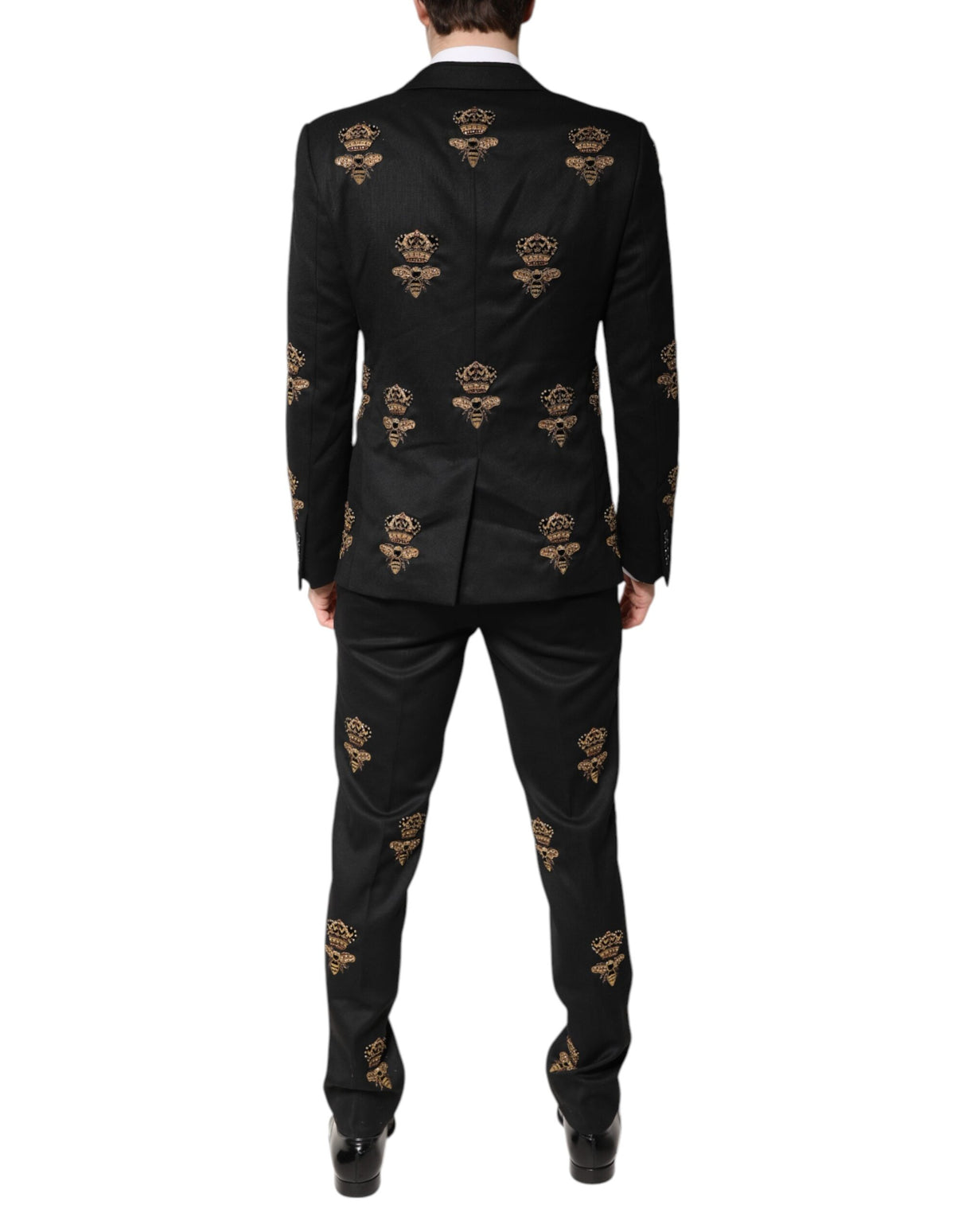 Dolce & Gabbana Black Bee Crown Embroidery 2 Piece Suit