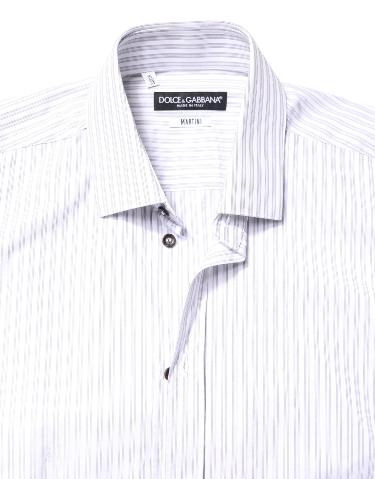 Dolce & Gabbana White Striped Cotton MARTINI Men Dress Shirt