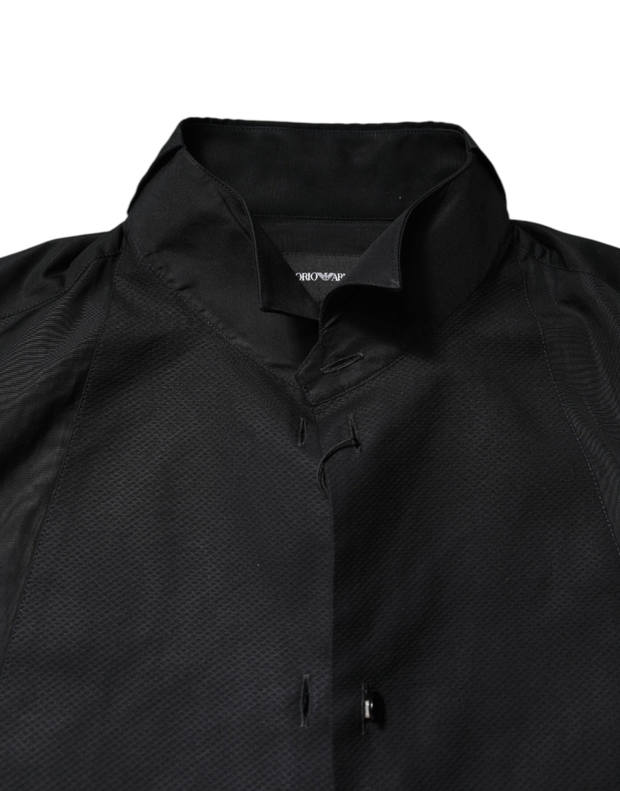 Emporio Armani Black Cotton Long Sleeves Men Formal Dress Shirt