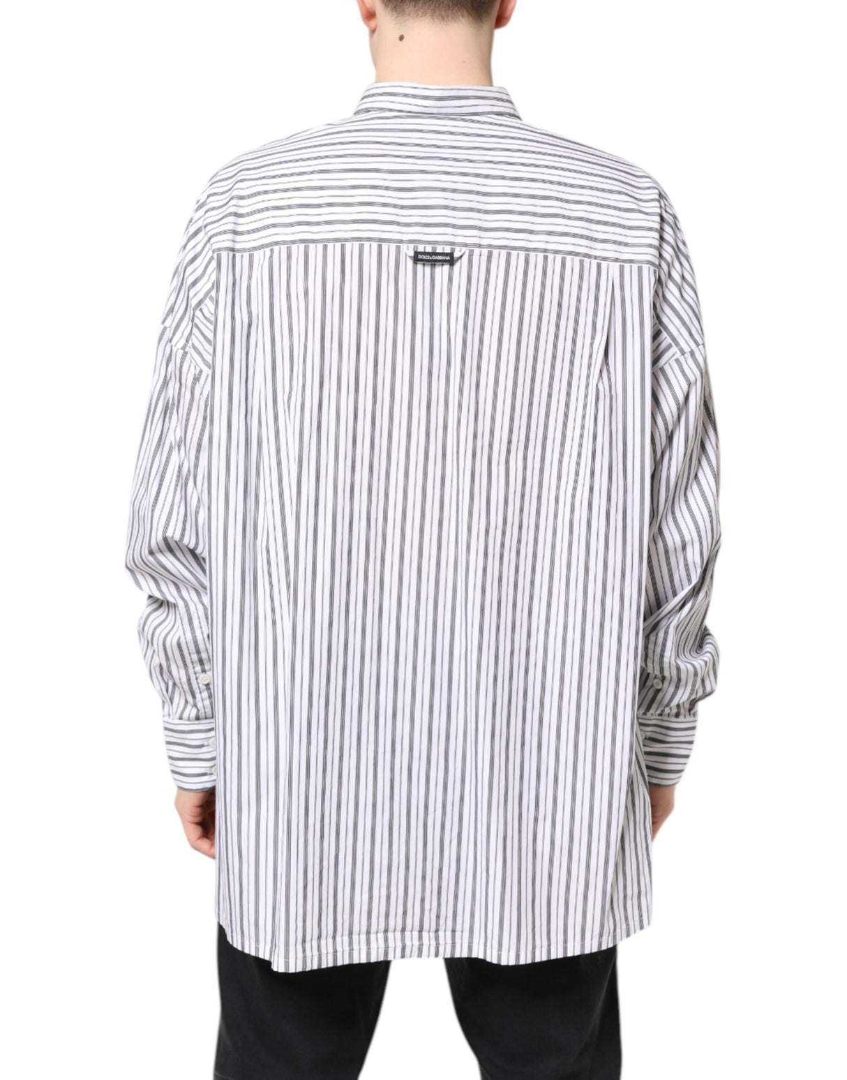 Dolce & Gabbana White Black Stripe Button Down Casual Shirt
