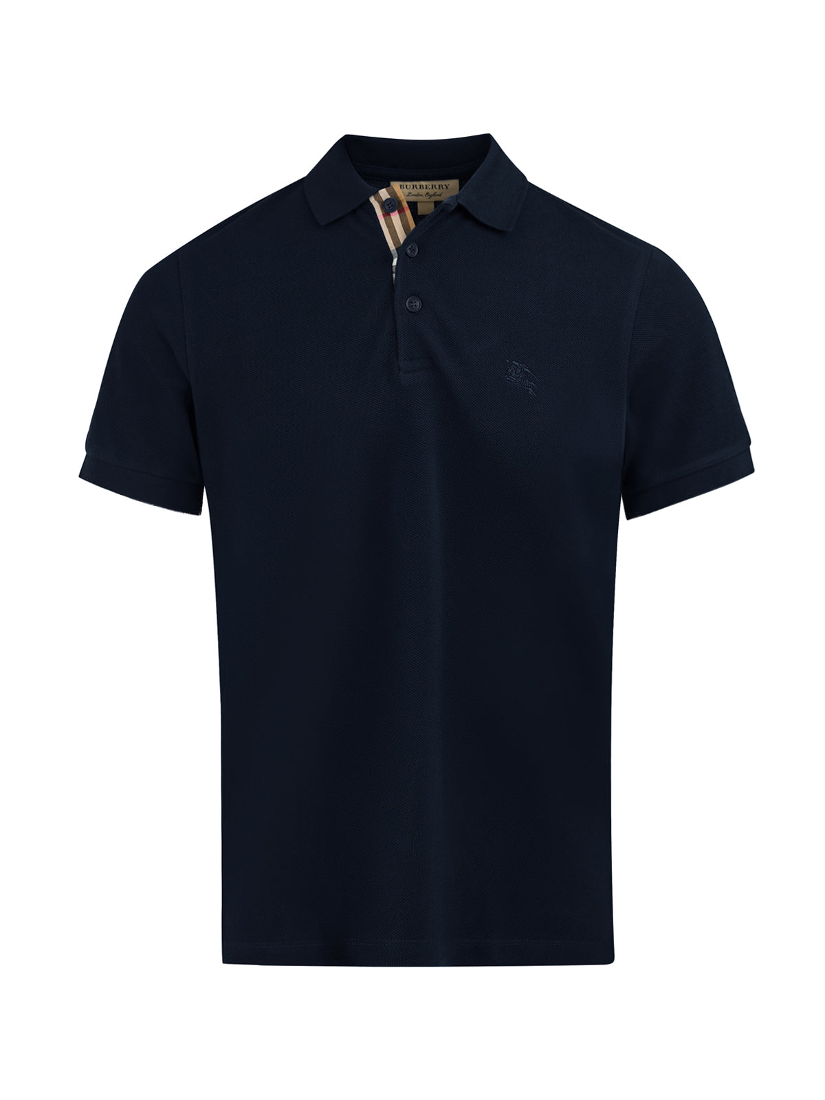 Burberry Navy Blue Cotton Collared Polo Shirt