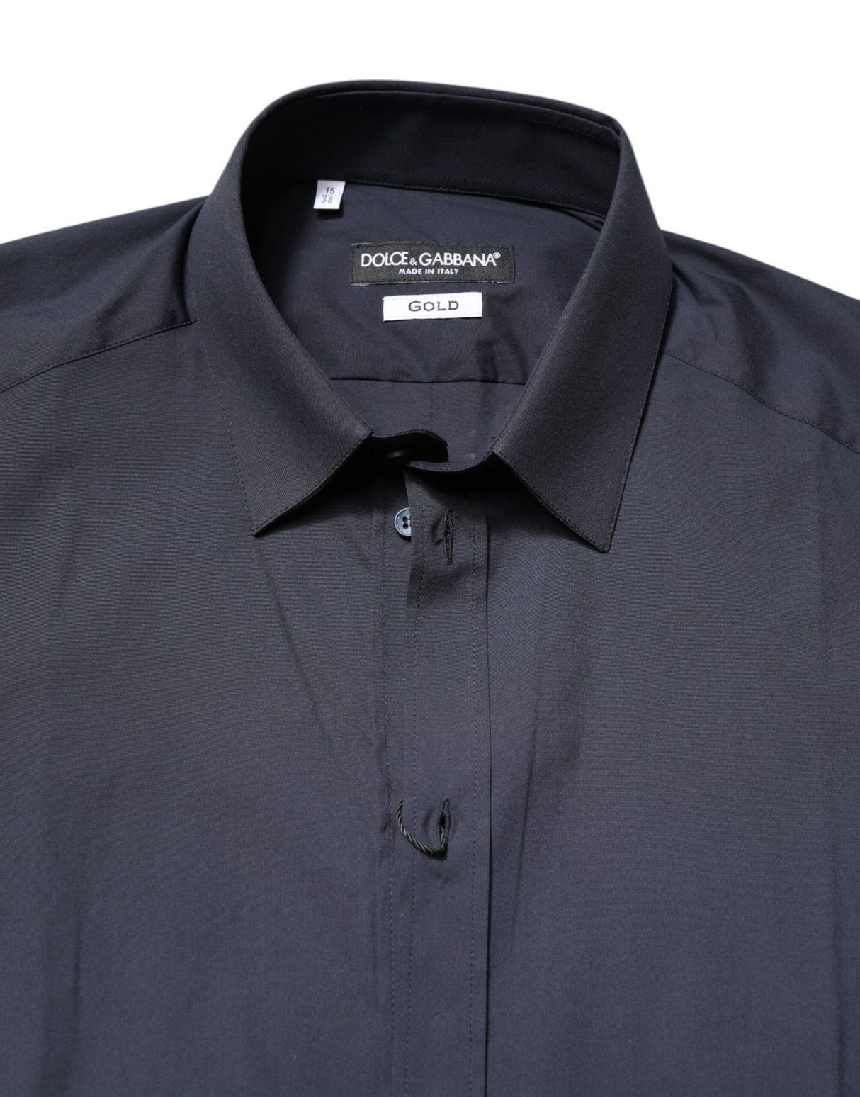 Dolce & Gabbana Dark Blue GOLD Cotton Dress Formal Shirt