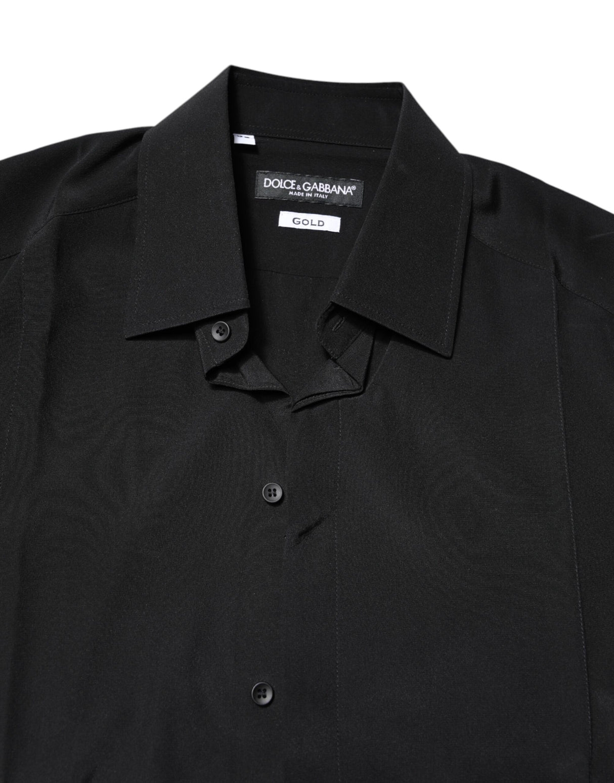Dolce & Gabbana Black Silk GOLD Long Sleeves Dress Shirt