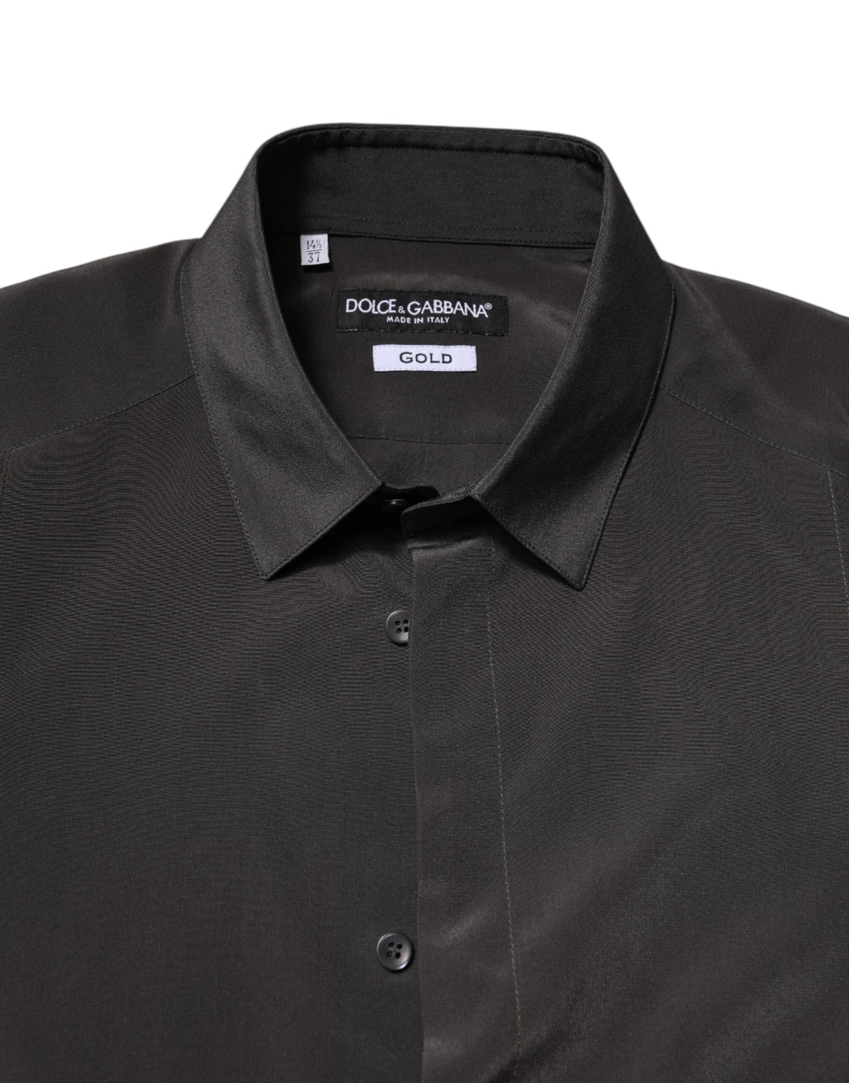 Dolce & Gabbana Dark Gray Silk GOLD Dress Formal Shirt