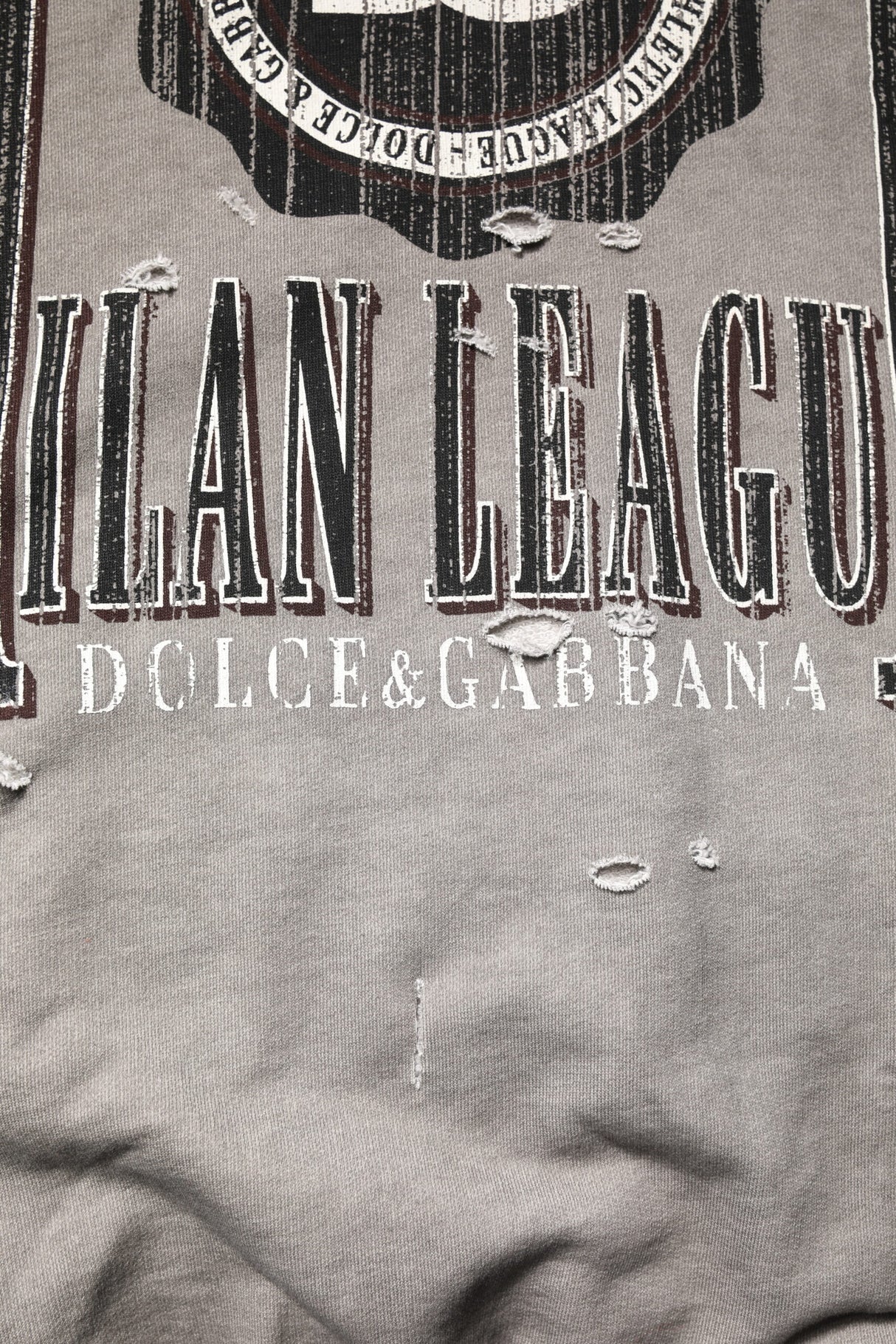 Dolce & Gabbana Gray Logo Print Crew Neck Pullover Sweater