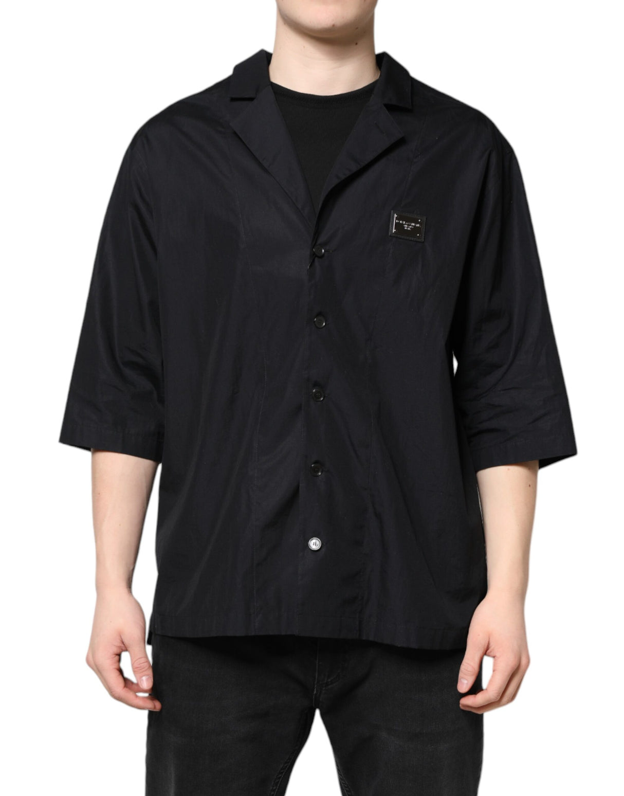 Dolce & Gabbana Black Short Sleeves Button Down Casual Shirt