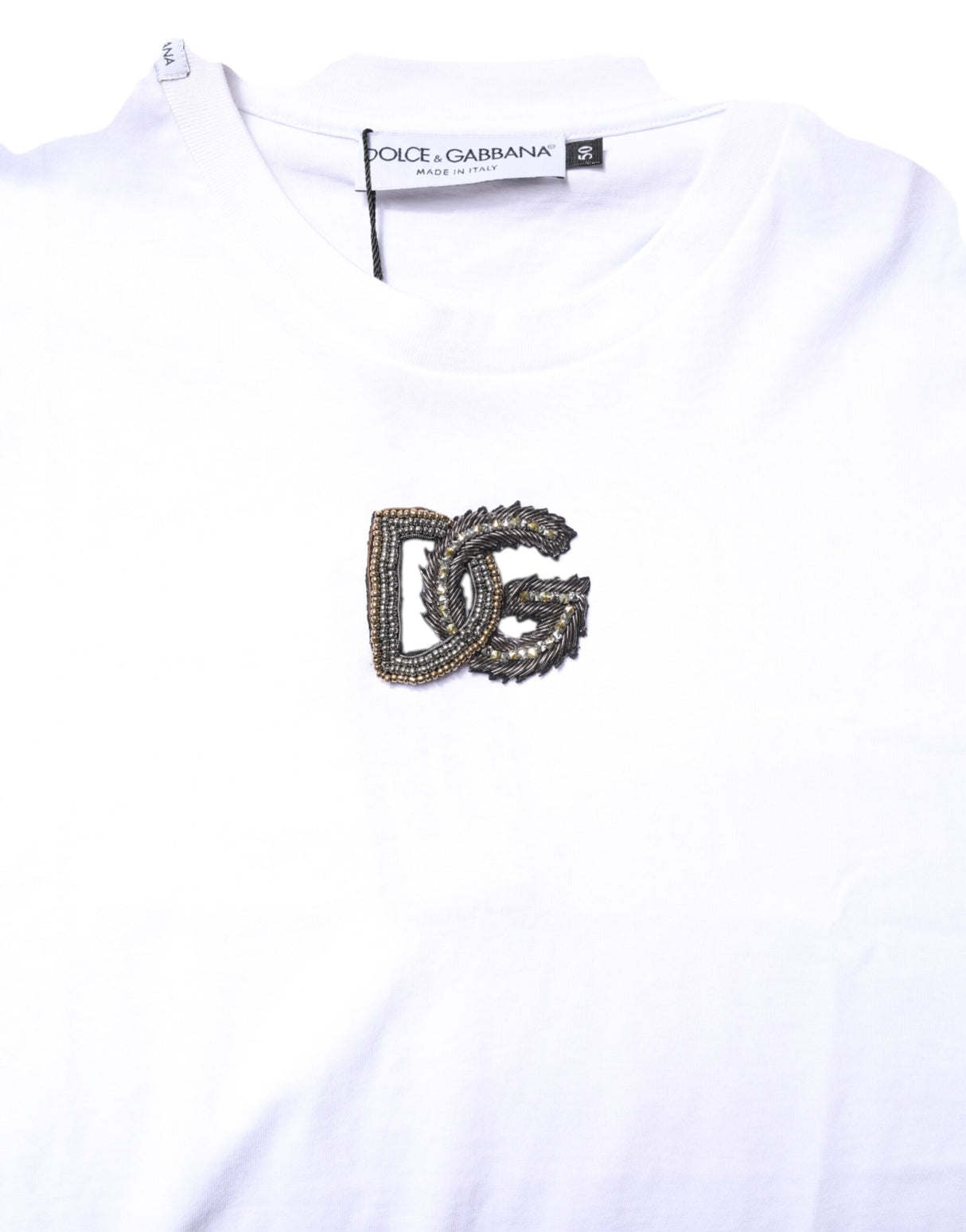 Dolce & Gabbana White Cotton DG Embroidery Crew Neck T-shirt