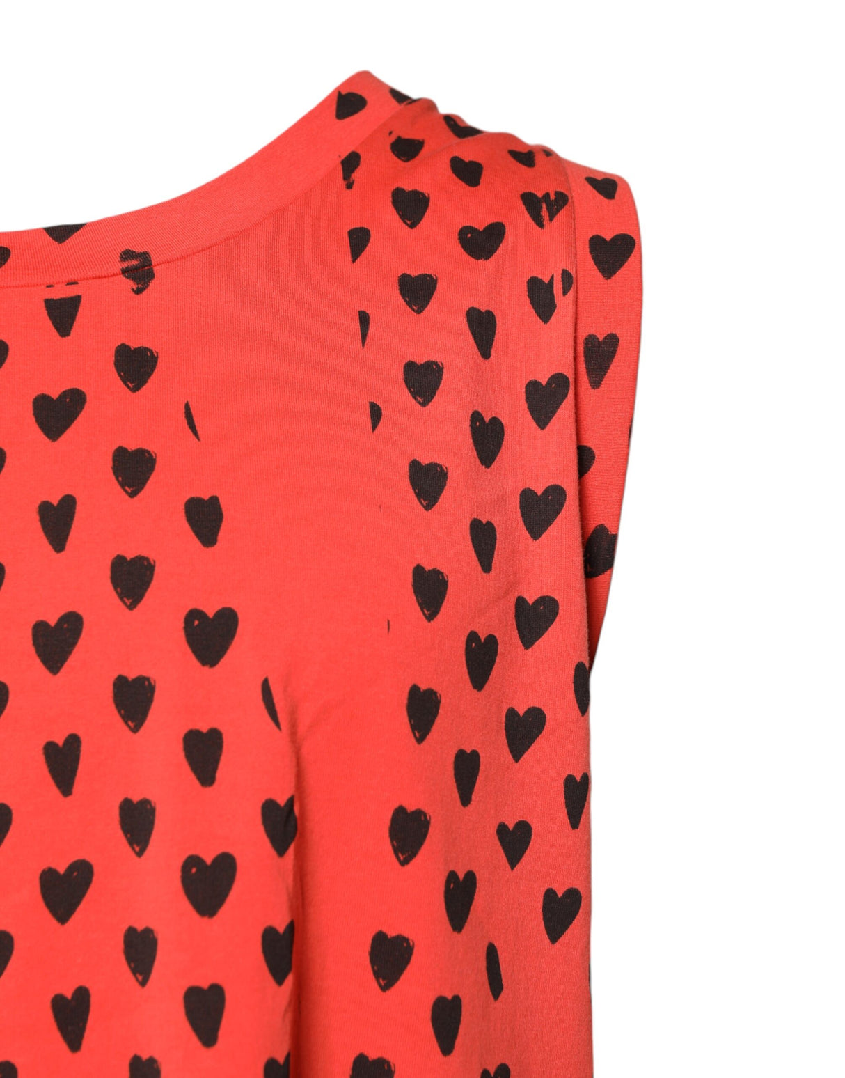 Dolce & Gabbana Red Cotton Sleeveless DG Heart Logo T-shirt