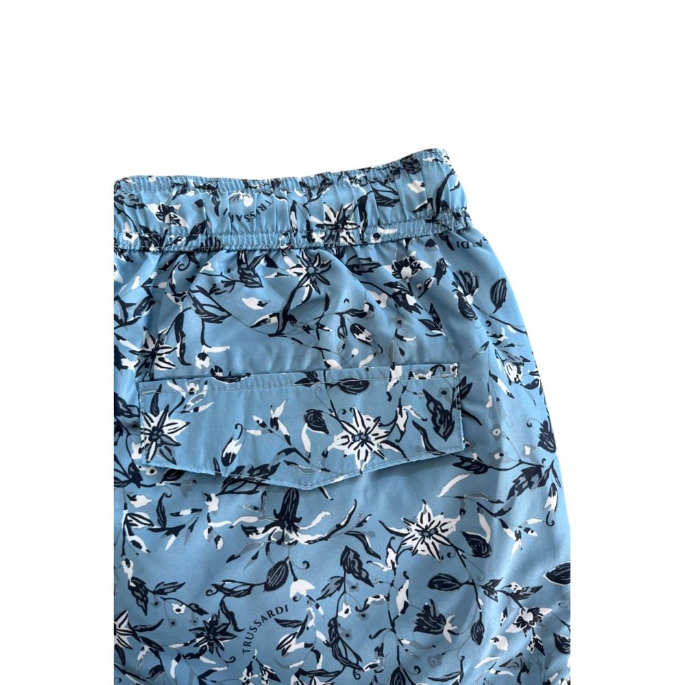 Trussardi Beachwear Light Blue Polyester Men Swim Trunk