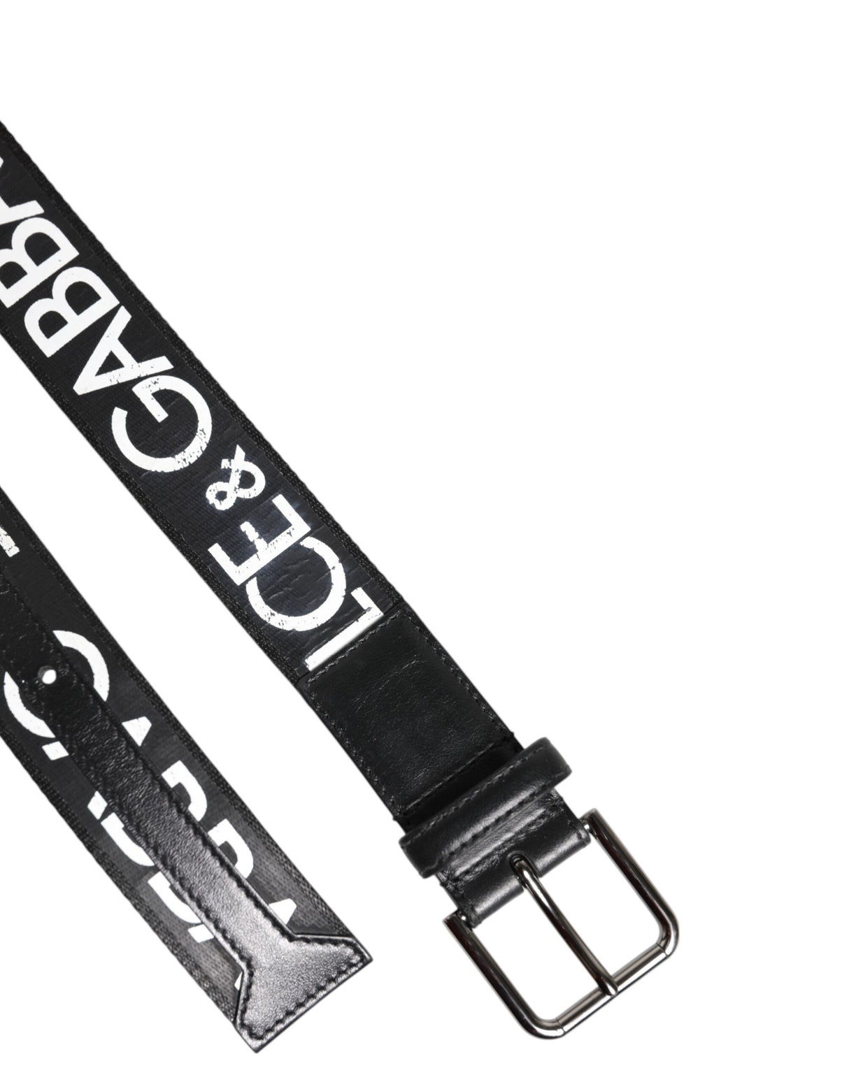 Dolce & Gabbana Black White DG Logo Brass Metal Buckle Belt