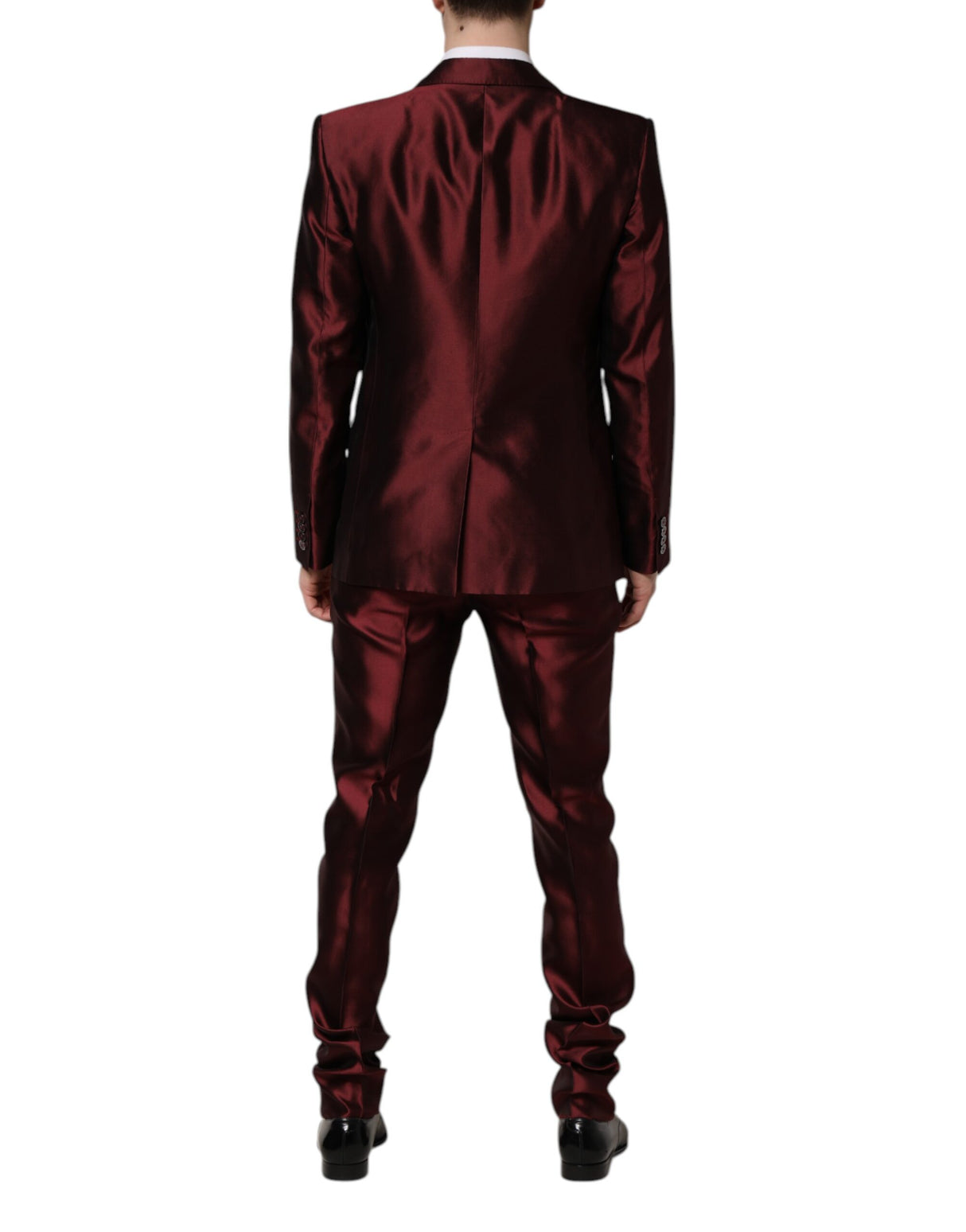 Dolce & Gabbana Bordeaux Silk 2 Piece Single Breasted Suit