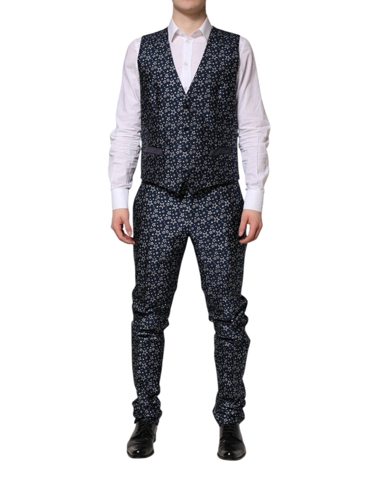 Dolce & Gabbana Blue MARTINI Star Jacquard 3 Piece Suit