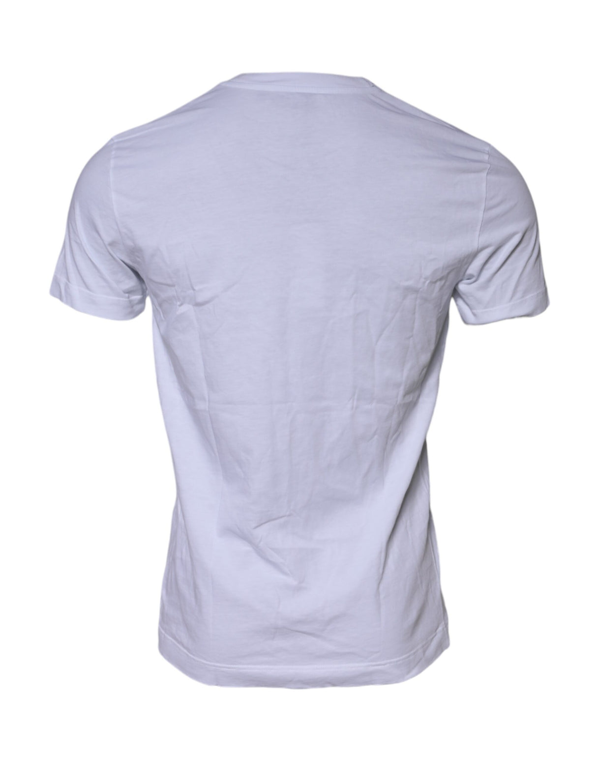 Dolce & Gabbana White Cotton Logo Patch Crew Neck T-shirt