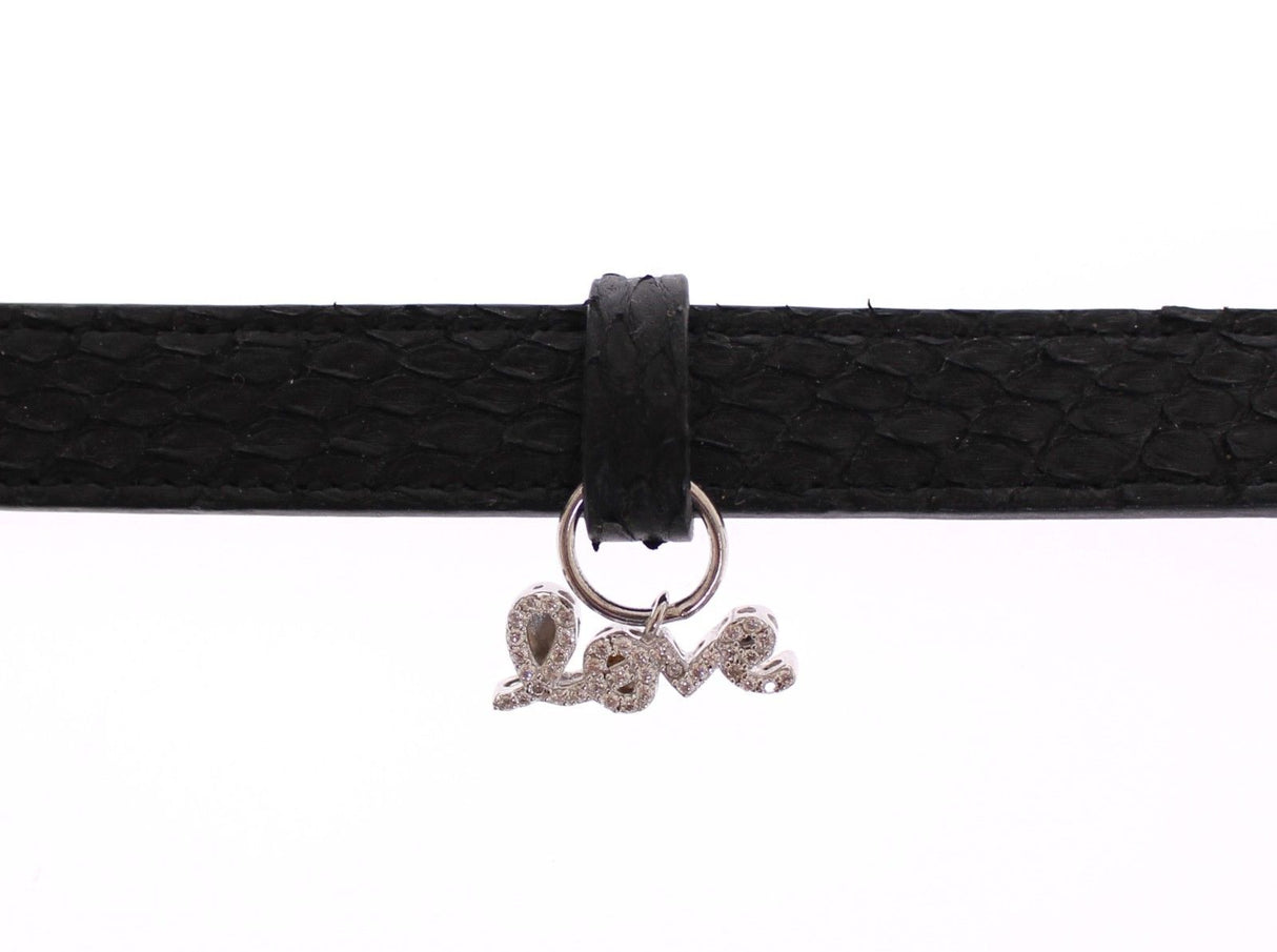 Nialaya Snakeskin CZ LOVE 925 Silver Bracelet