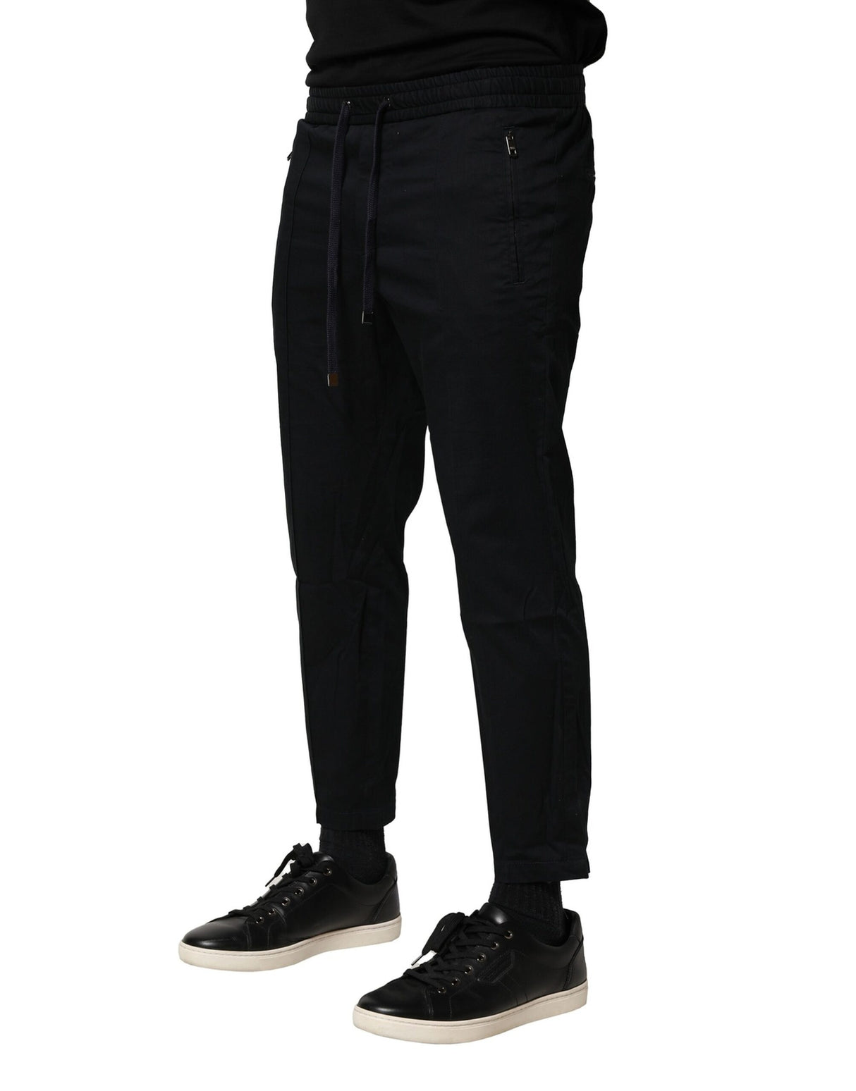 Dolce & Gabbana Black Cotton Mid Waist Jogger Pants