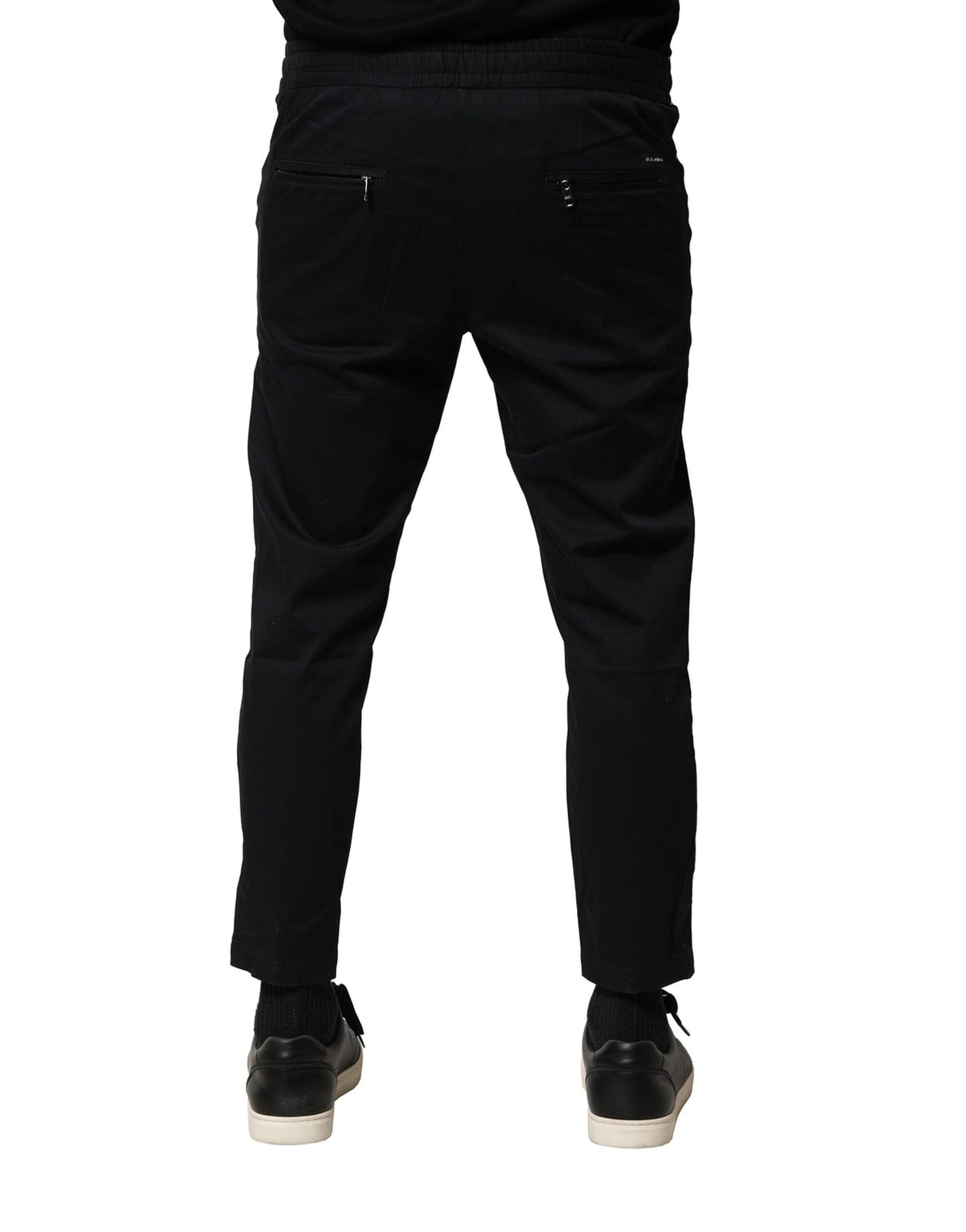 Dolce & Gabbana Black Cotton Mid Waist Jogger Pants