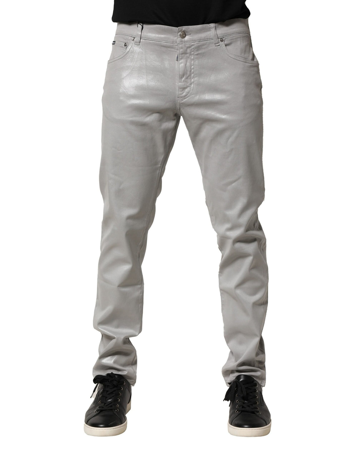 Dolce & Gabbana Silver Cotton Stretch Slim Denim Jeans