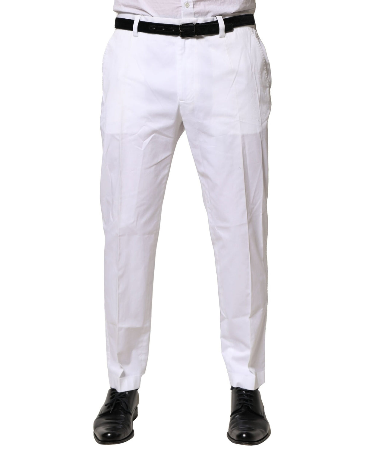 Dolce & Gabbana White Cotton Dress Slim Formal Pants