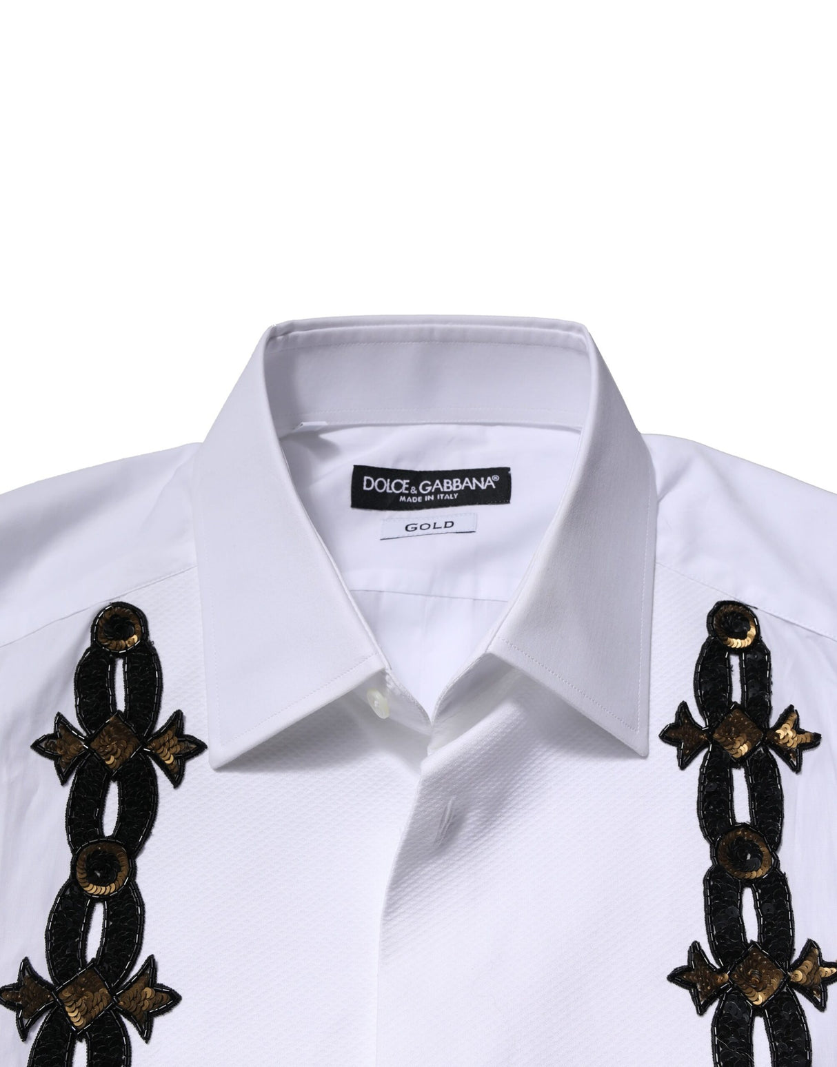 Dolce & Gabbana White GOLD Embellished Formal Men Dress Shirt