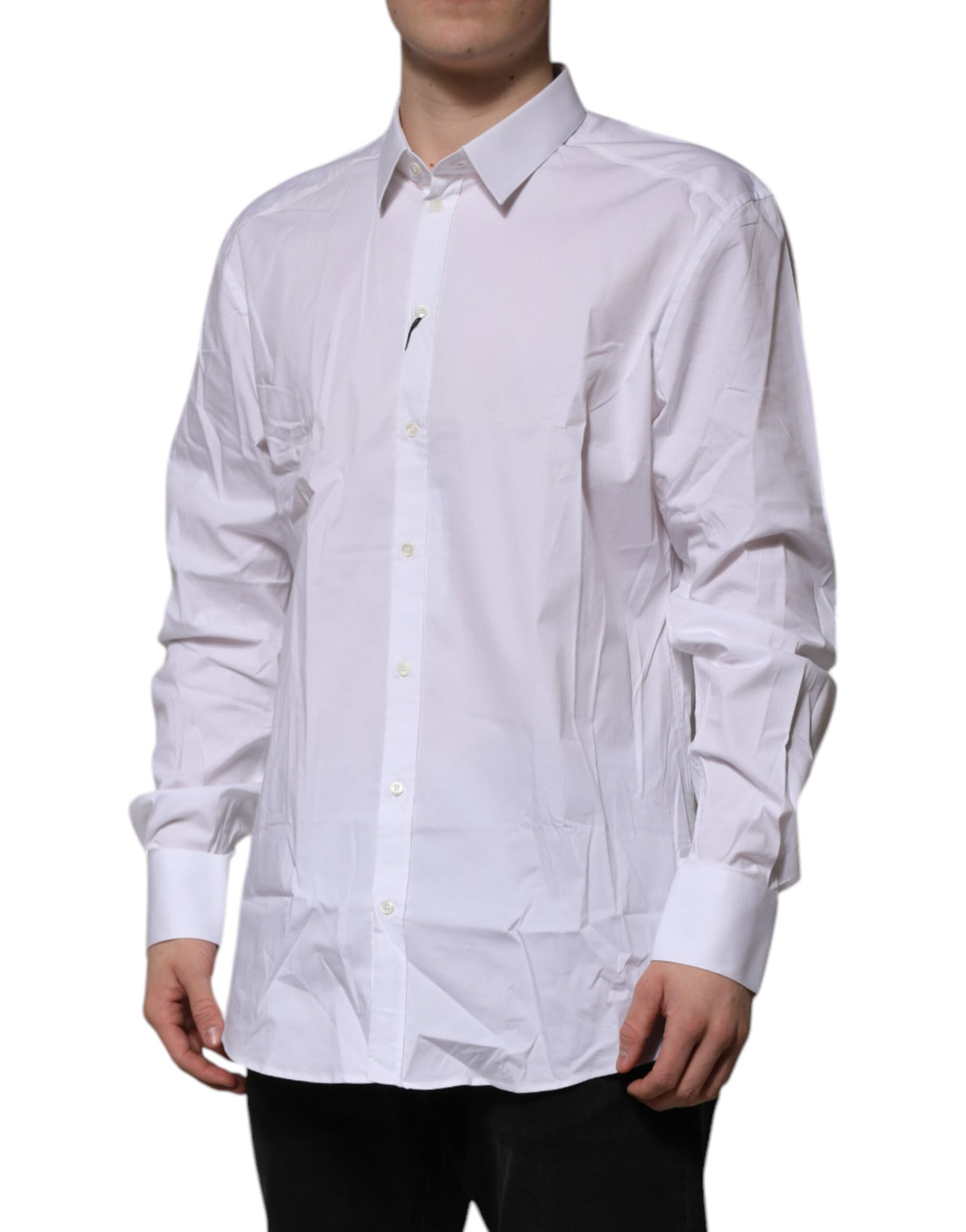 Dolce & Gabbana White Cotton GOLD Long Sleeves Formal Shirt