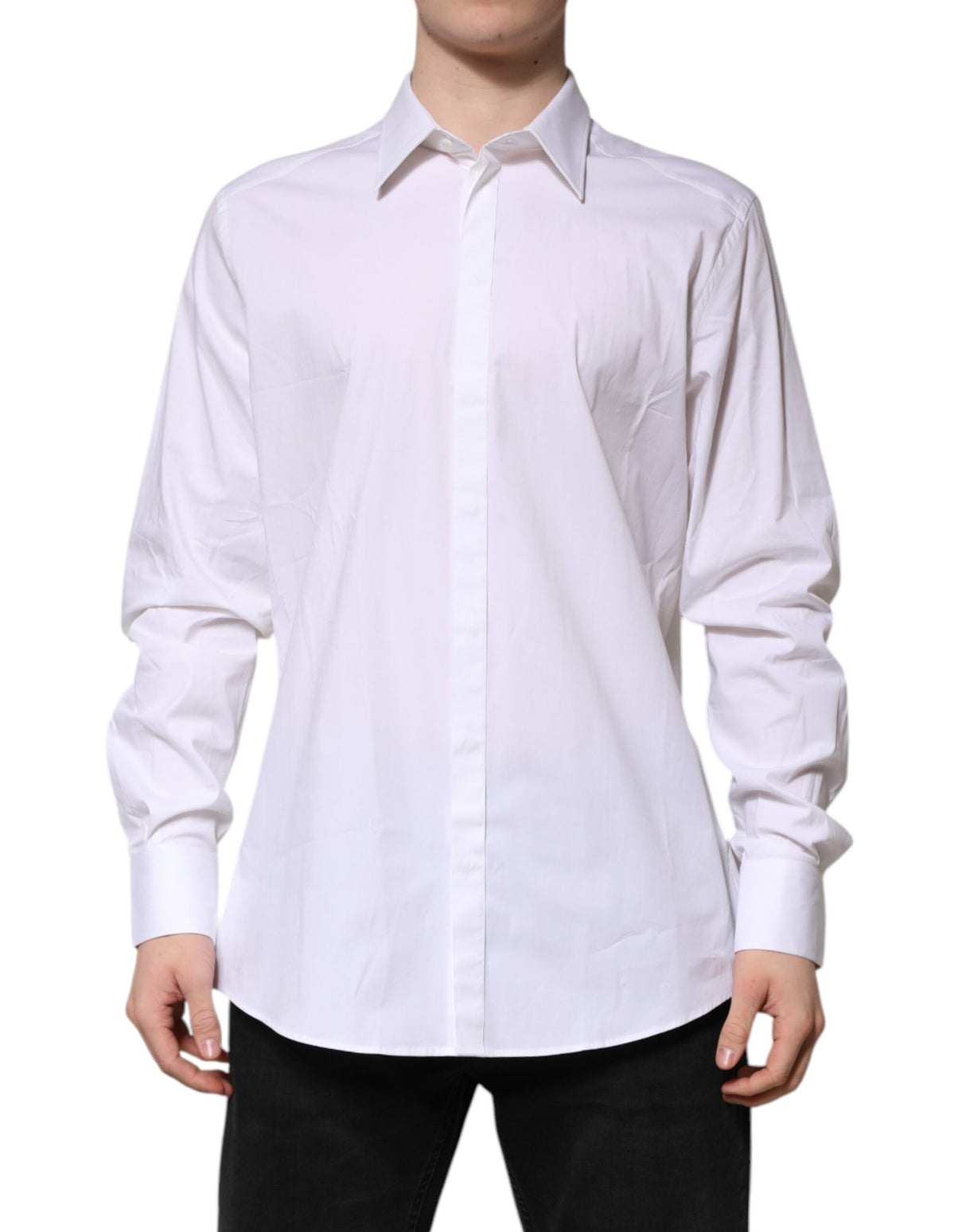 Dolce & Gabbana White MARTINI Long Sleeve Dress Formal Shirt